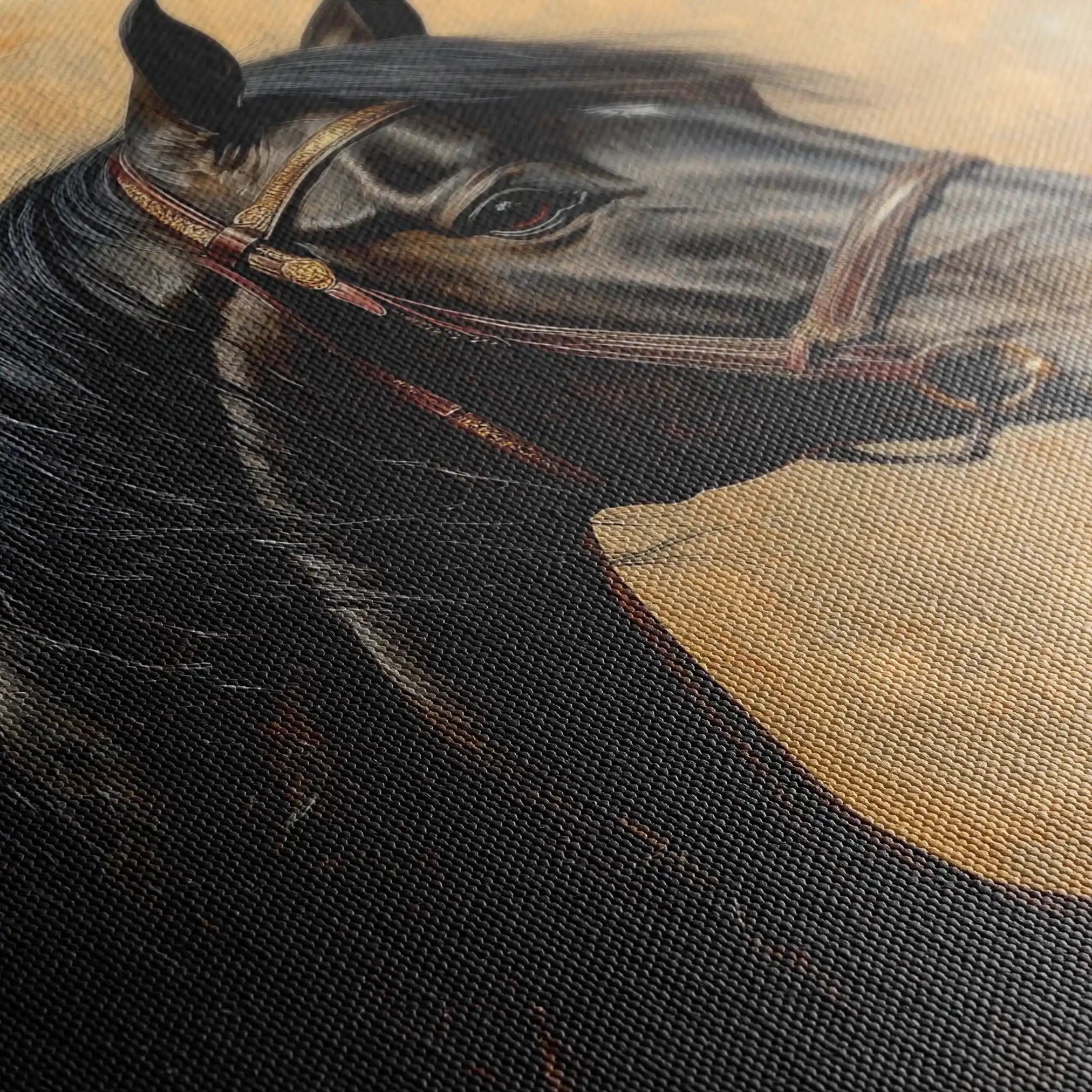 Horses 195 Canvas Art 60 x 40 cm / Black
