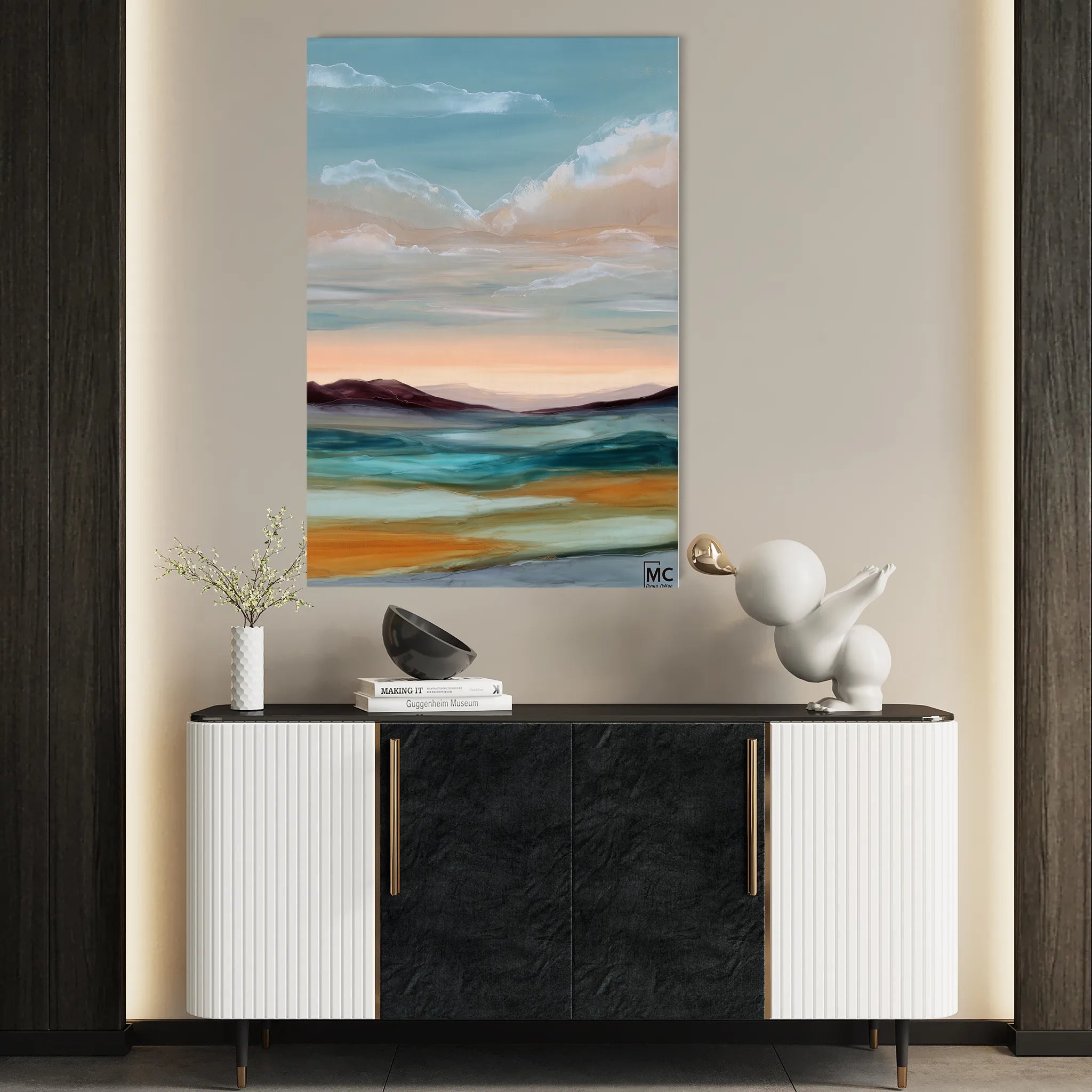 Abstract 1955 Canvas Art 18" x 24" / 45 x 60 cm / Black