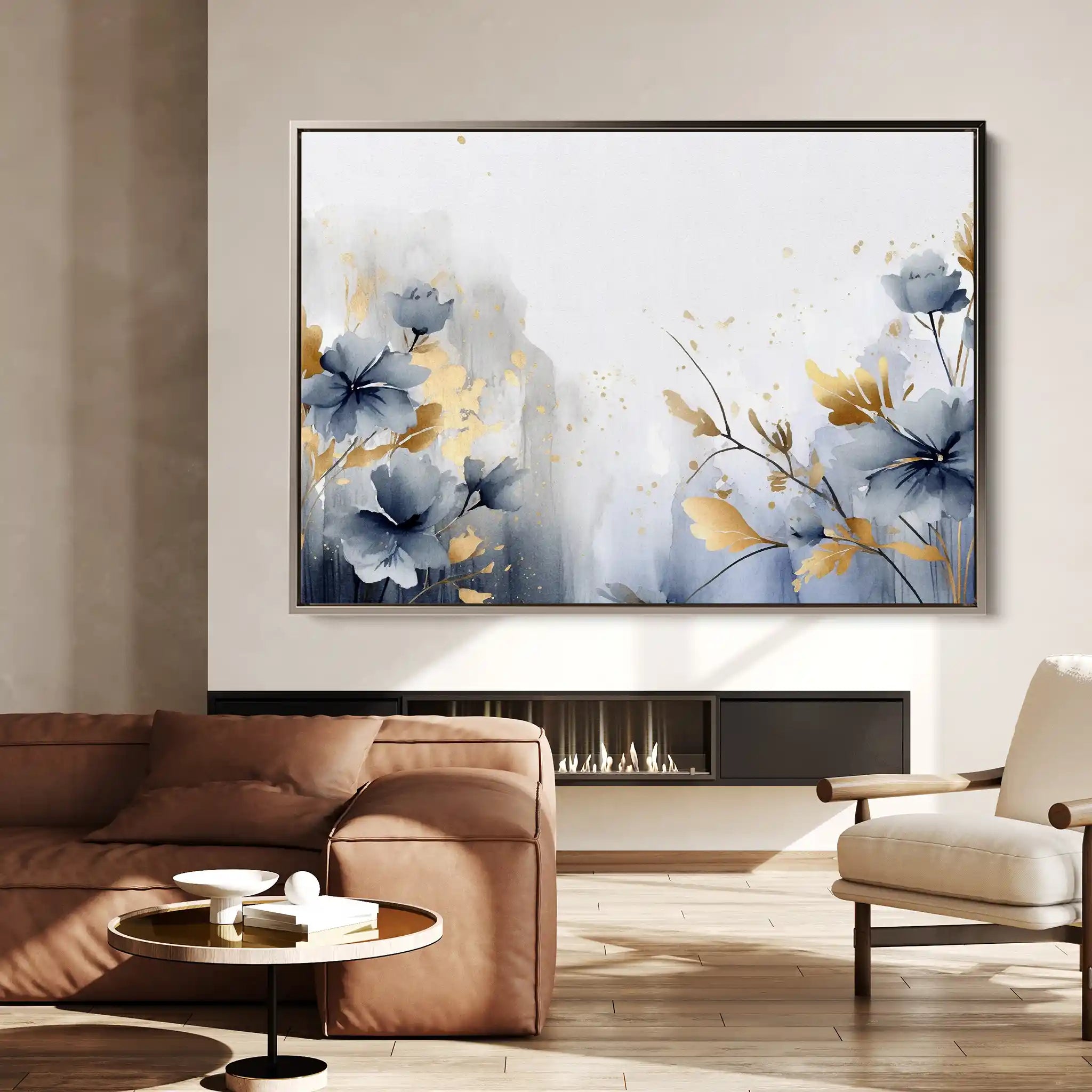 Floral 196 Canvas Art 60 x 40 cm / Black