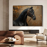 Horses 196 Canvas Art 18" x 24" / 45 x 60 cm / Black