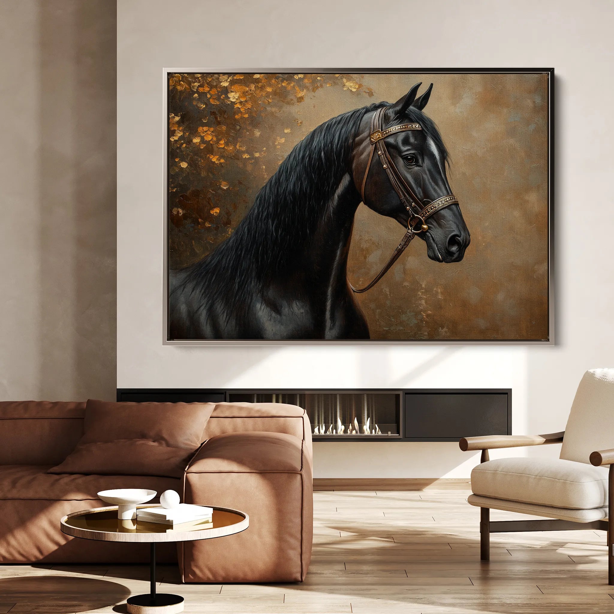 Horses 196 Canvas Art 18" x 24" / 45 x 60 cm / Black
