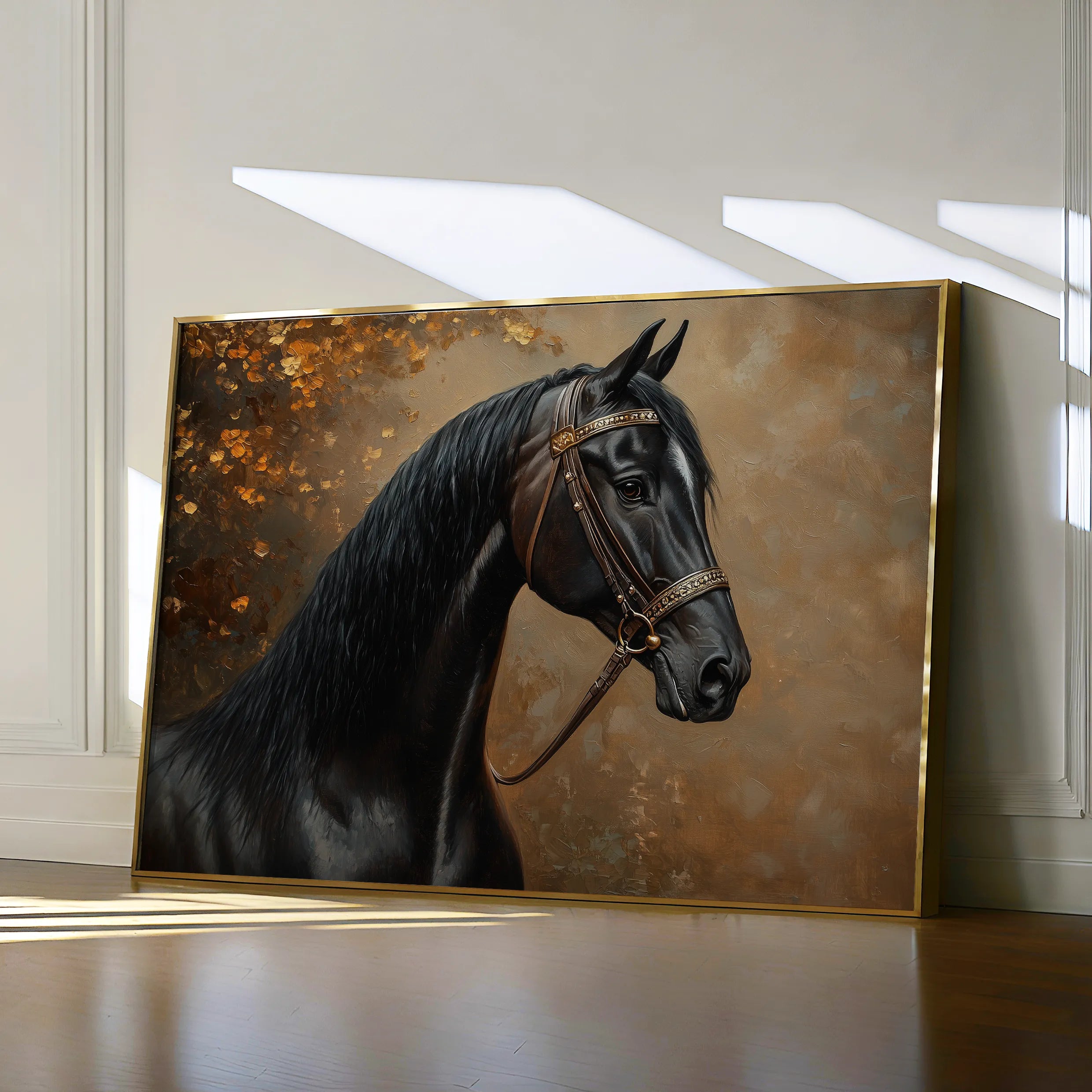 Horses 196 Canvas Art 18" x 24" / 45 x 60 cm / Black