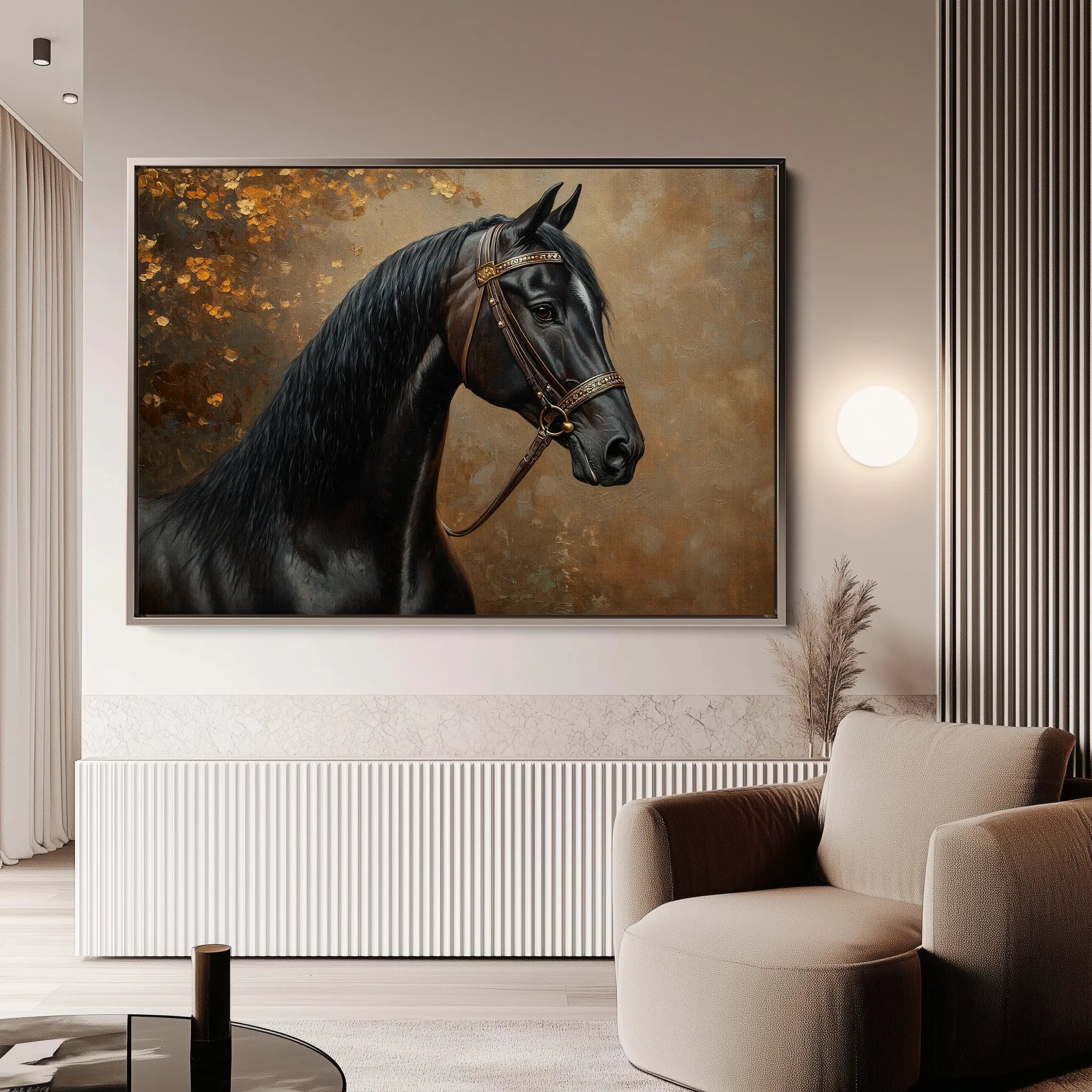Horses 196 Canvas Art 18" x 24" / 45 x 60 cm / Black
