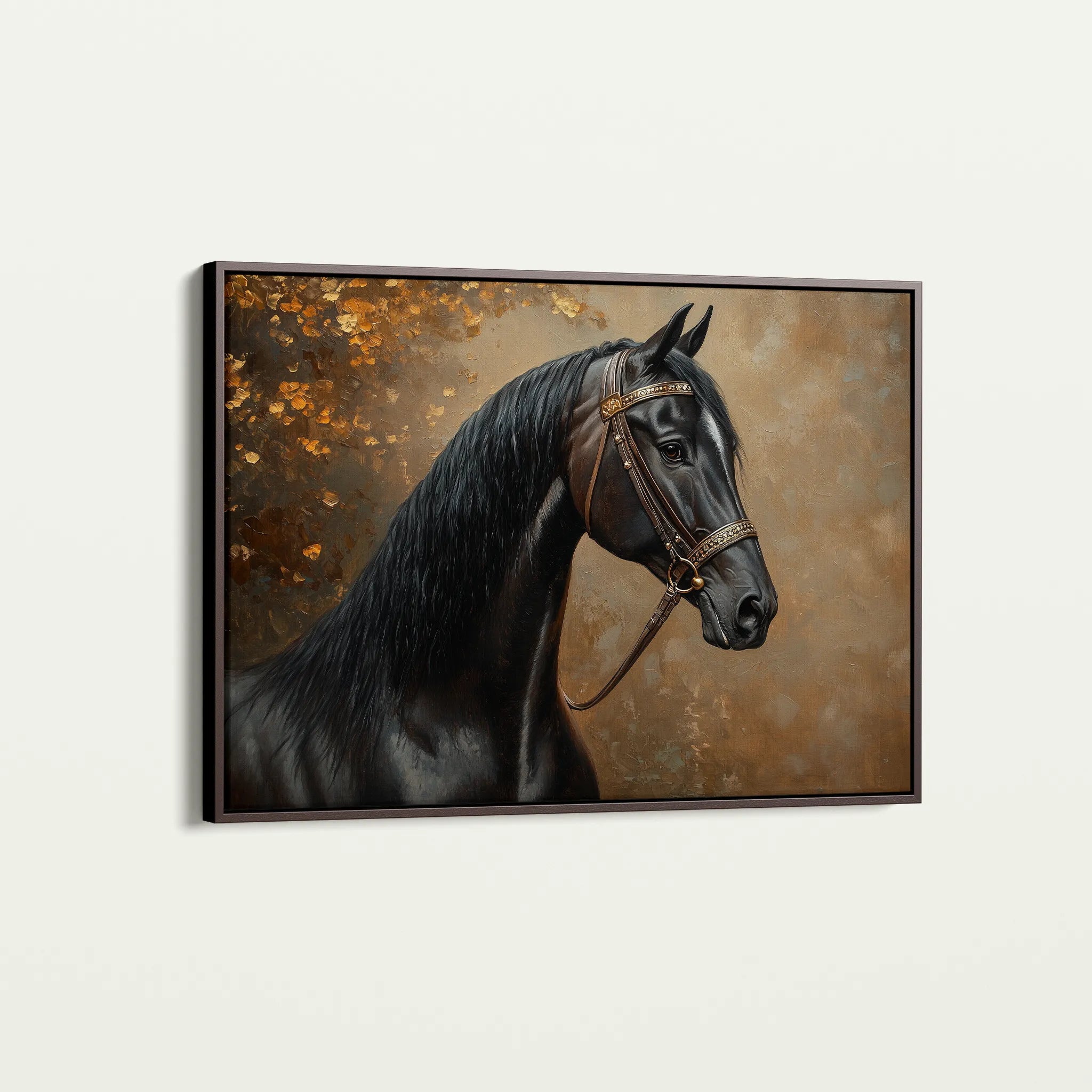 Horses 196 Canvas Art 18" x 24" / 45 x 60 cm / Black