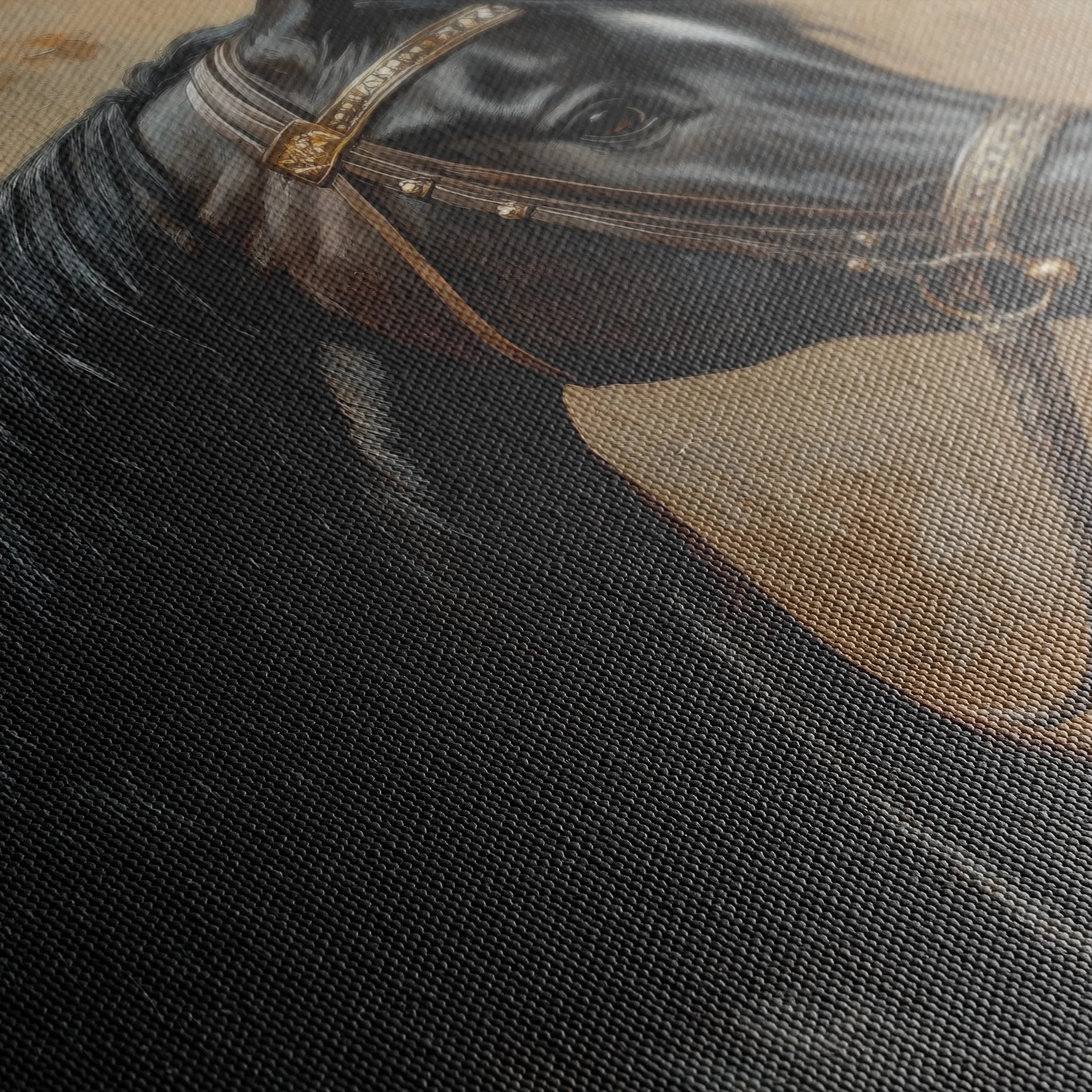 Horses 196 Canvas Art 18" x 24" / 45 x 60 cm / Black
