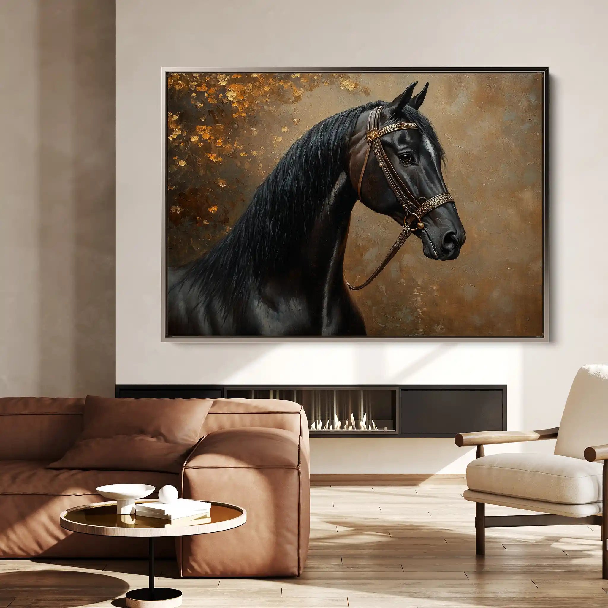 Horses 196 Canvas Art 60 x 40 cm / Black