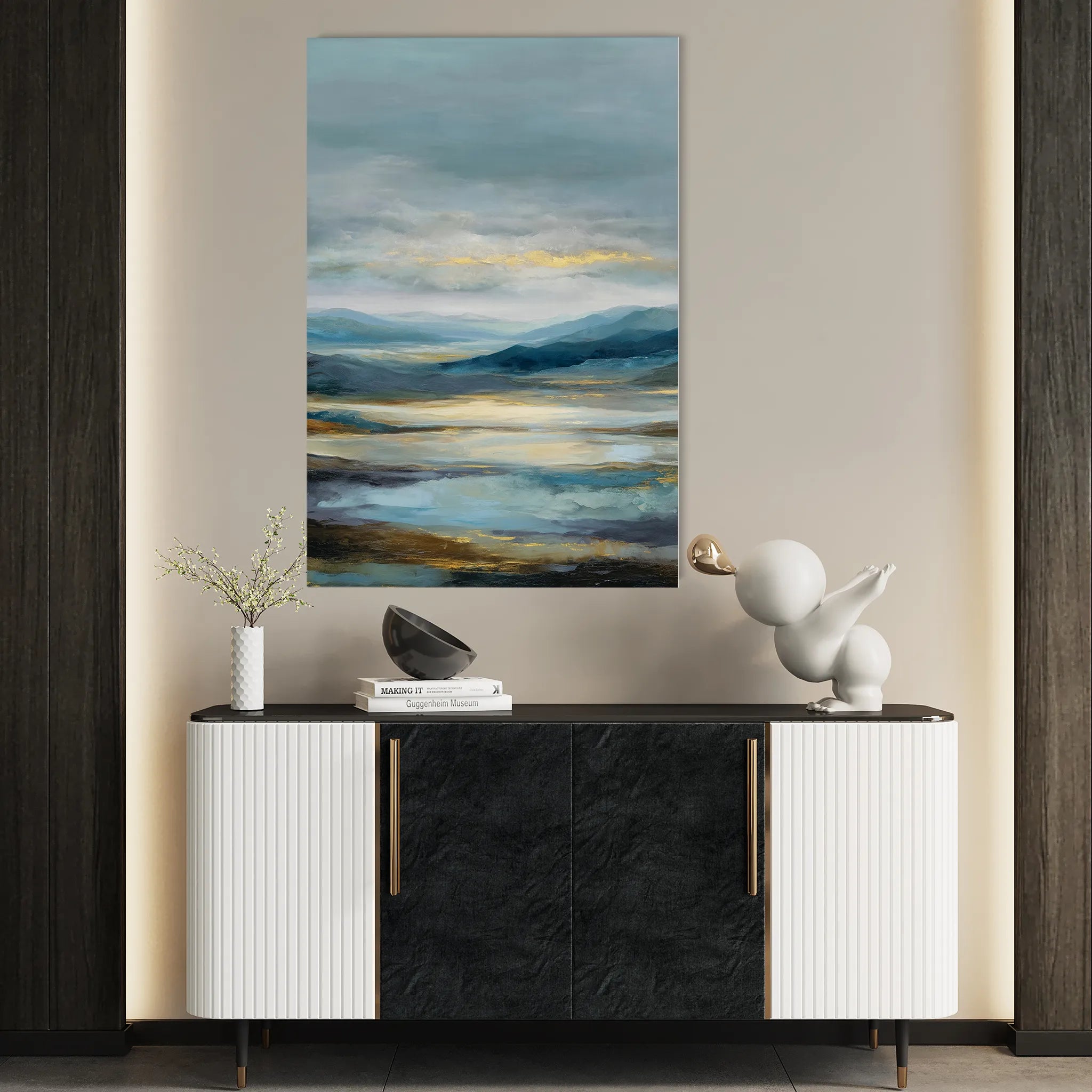 Abstract 1961 Canvas Art 18" x 24" / 45 x 60 cm / Black