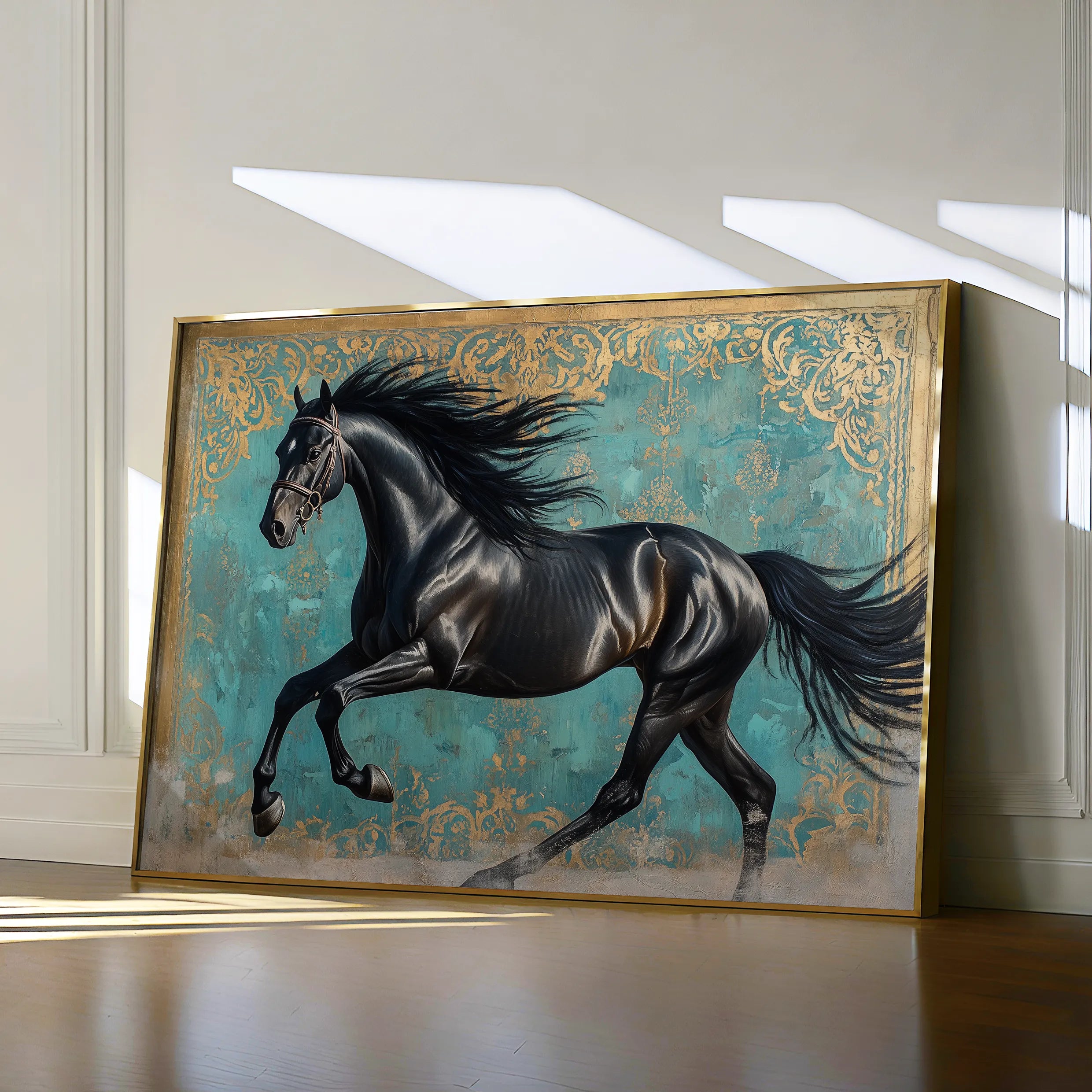 Horses 197 Canvas Art 18" x 24" / 45 x 60 cm / Black