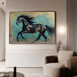 Horses 197 Canvas Art 18" x 24" / 45 x 60 cm / Black