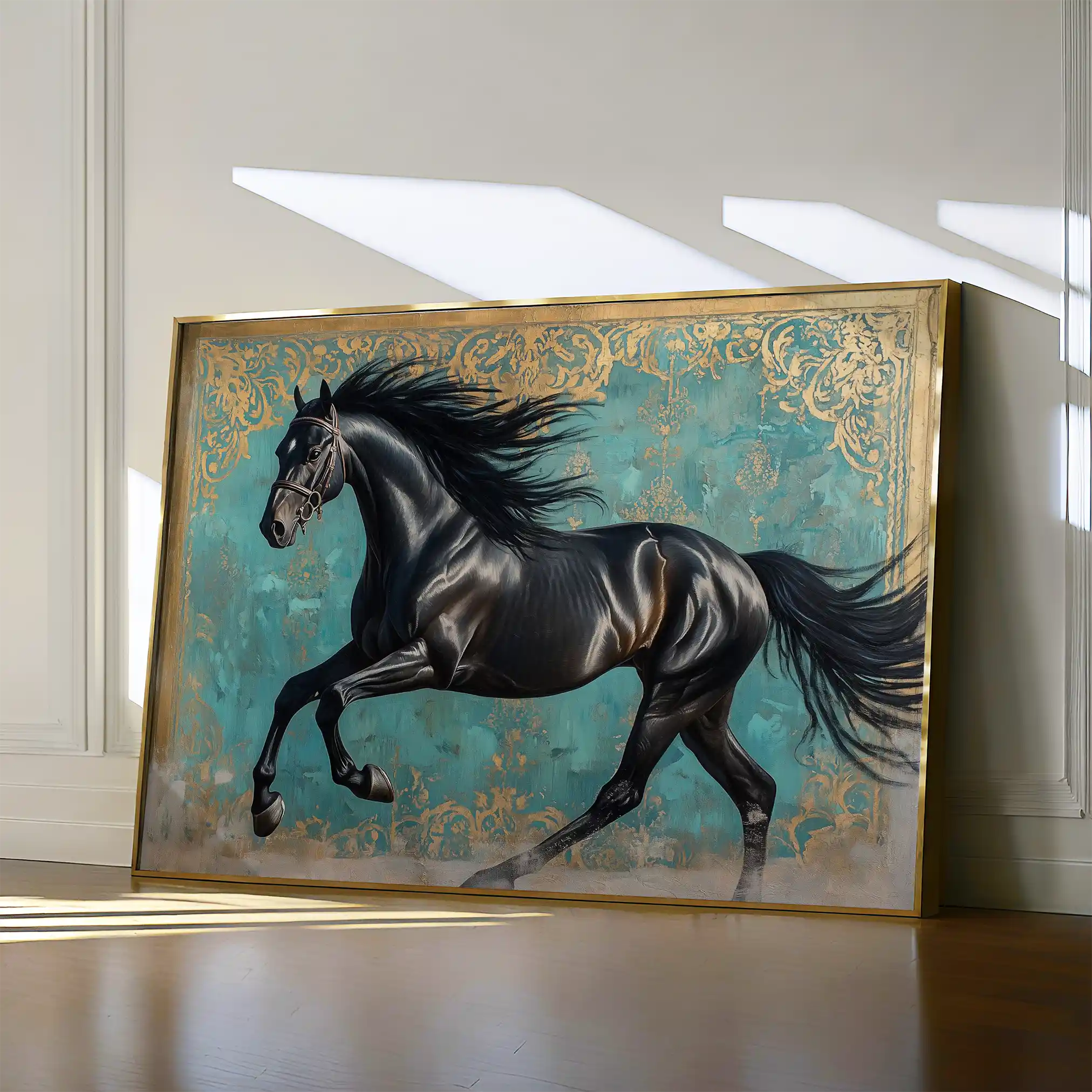 Horses 197 Canvas Art 60 x 40 cm / Black
