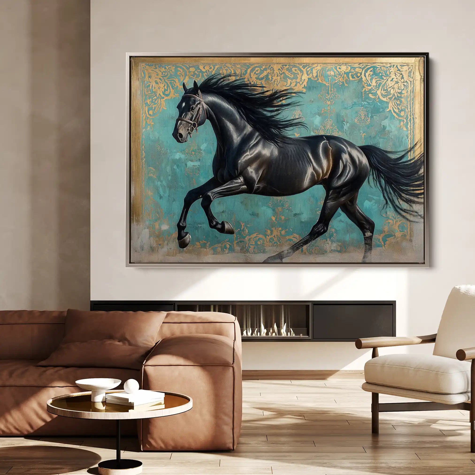 Horses 197 Canvas Art 60 x 40 cm / Black