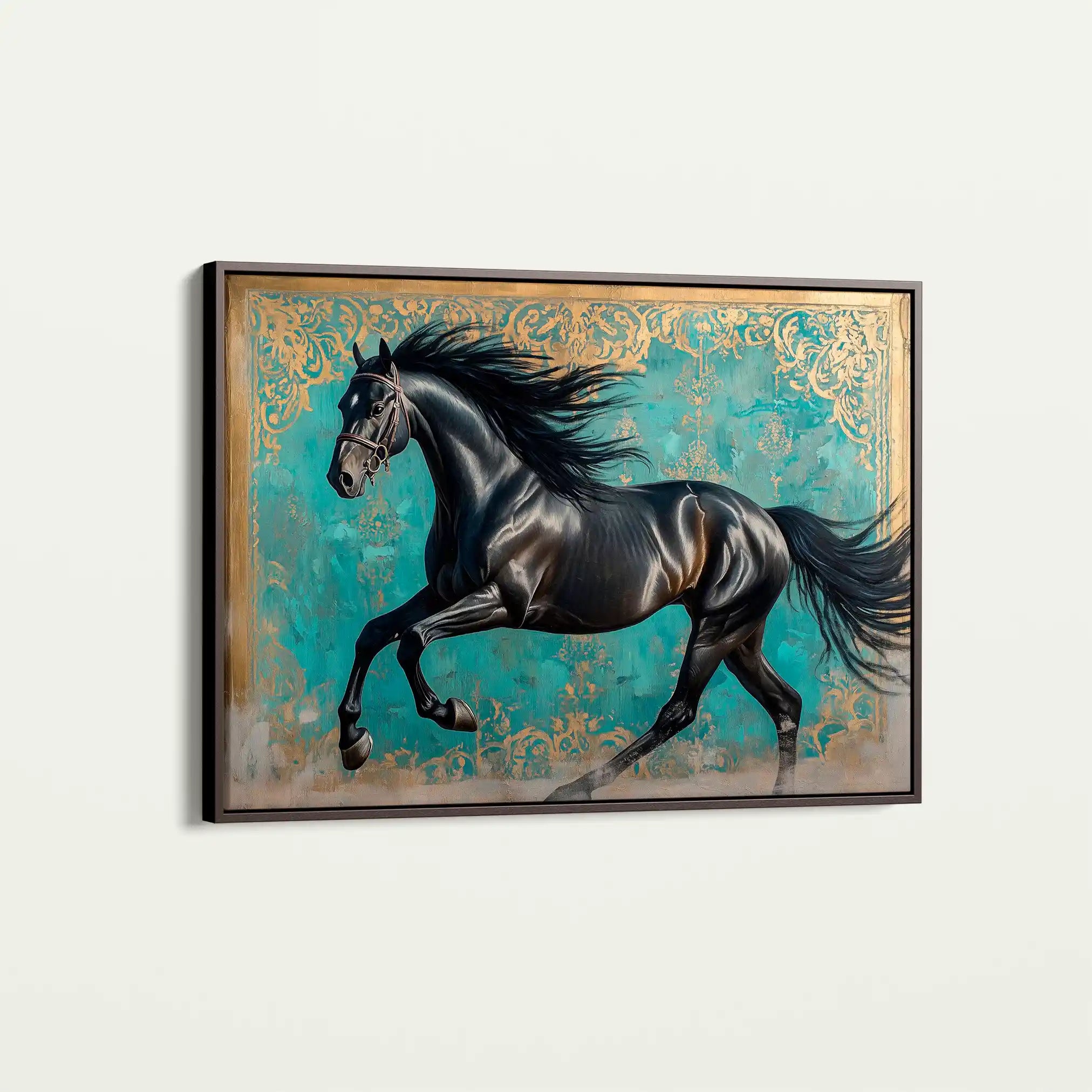 Horses 197 Canvas Art 60 x 40 cm / Black
