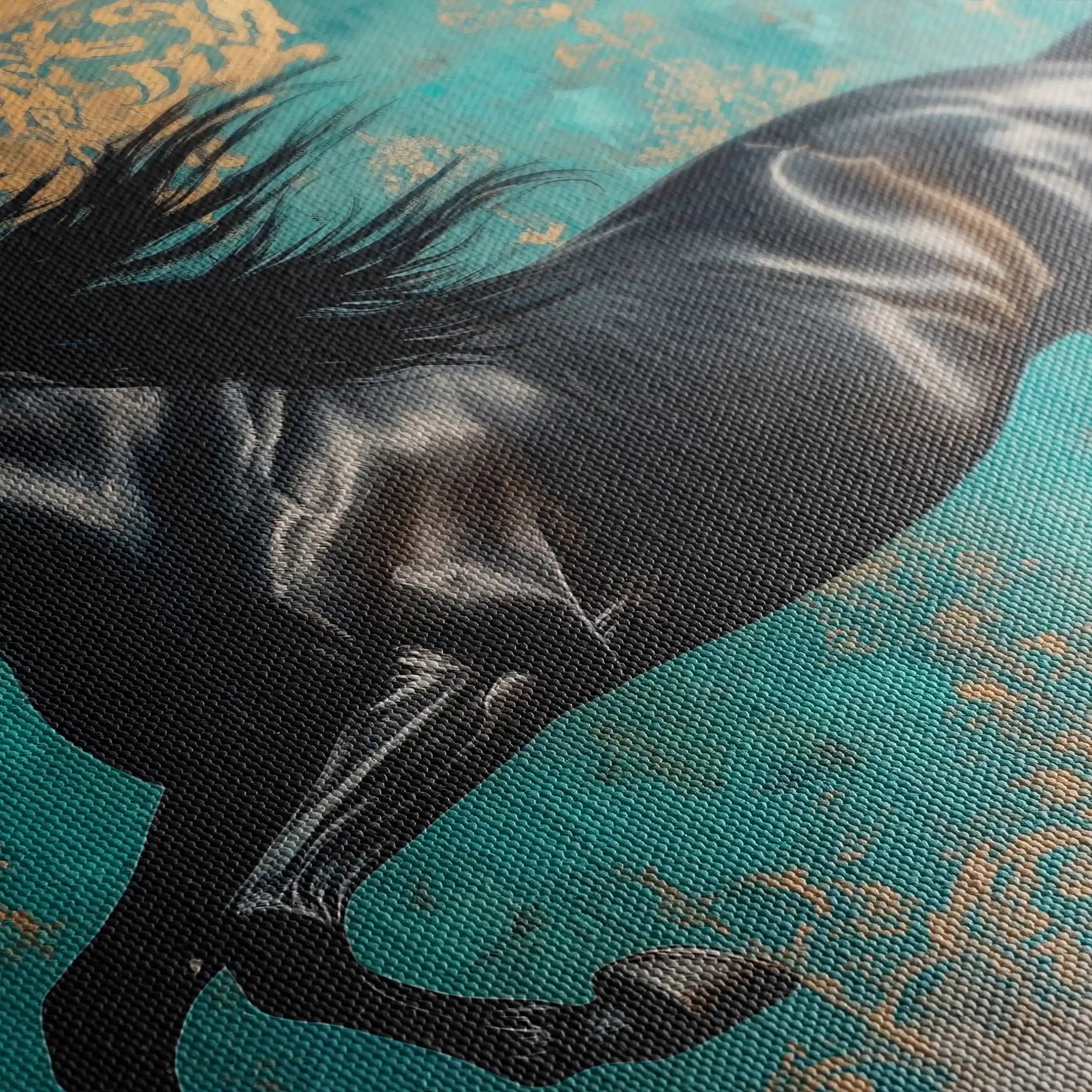 Horses 197 Canvas Art 60 x 40 cm / Black
