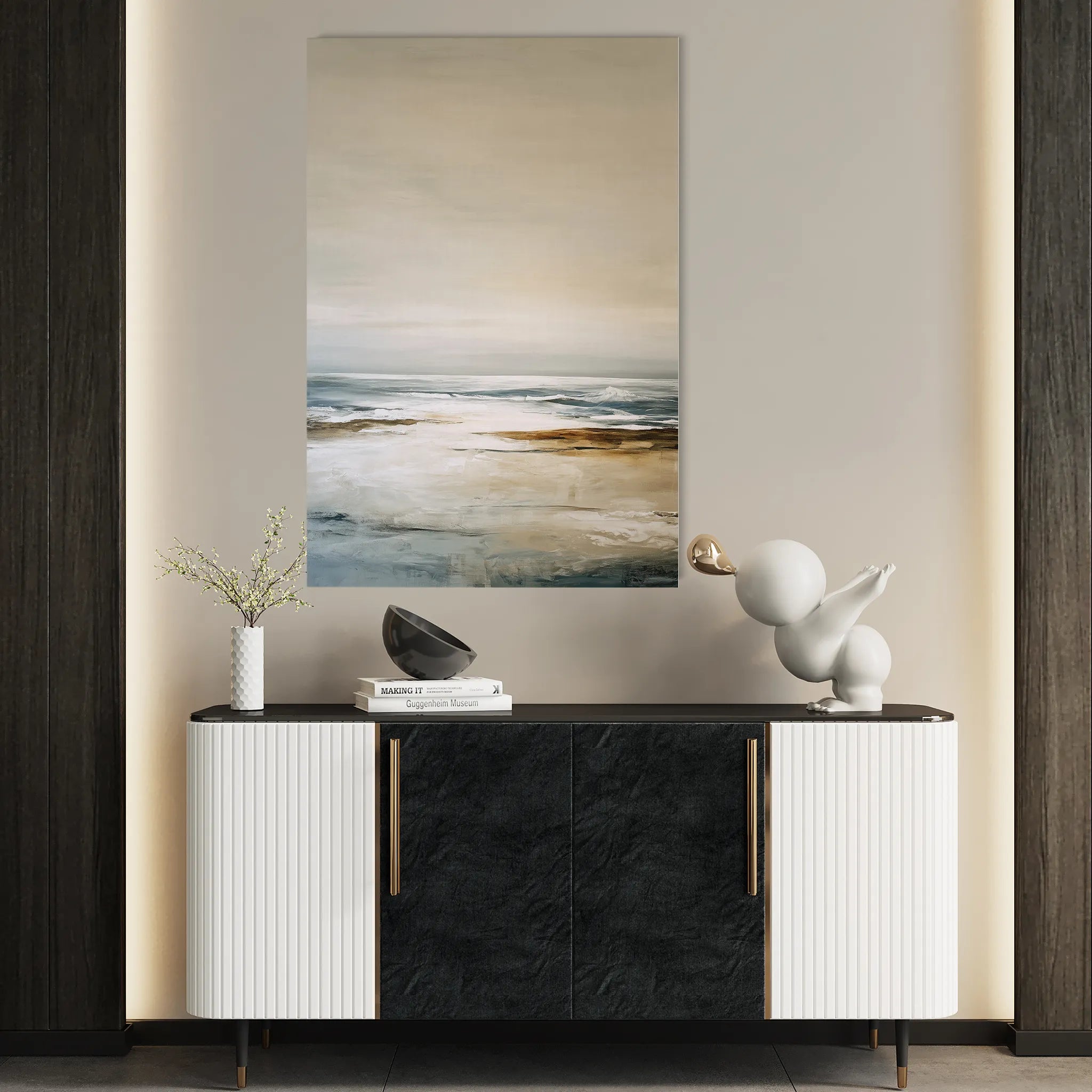 Abstract 1970 Canvas Art 18" x 24" / 45 x 60 cm / Black