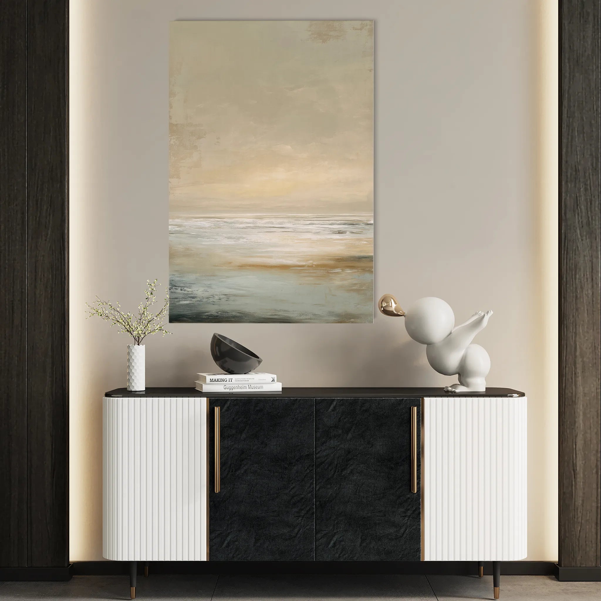 Abstract 1972 Canvas Art 18" x 24" / 45 x 60 cm / Black