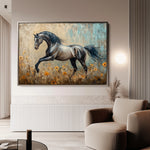 Horses 198 Canvas Art 18" x 24" / 45 x 60 cm / Black