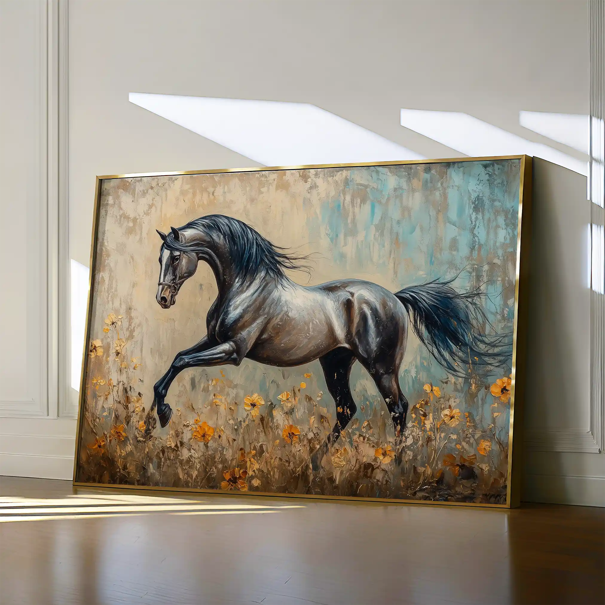 Horses 198 Canvas Art 60 x 40 cm / Black