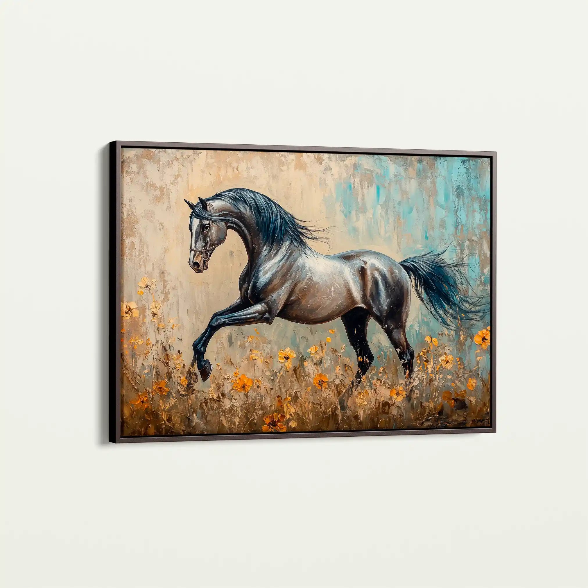 Horses 198 Canvas Art 60 x 40 cm / Black