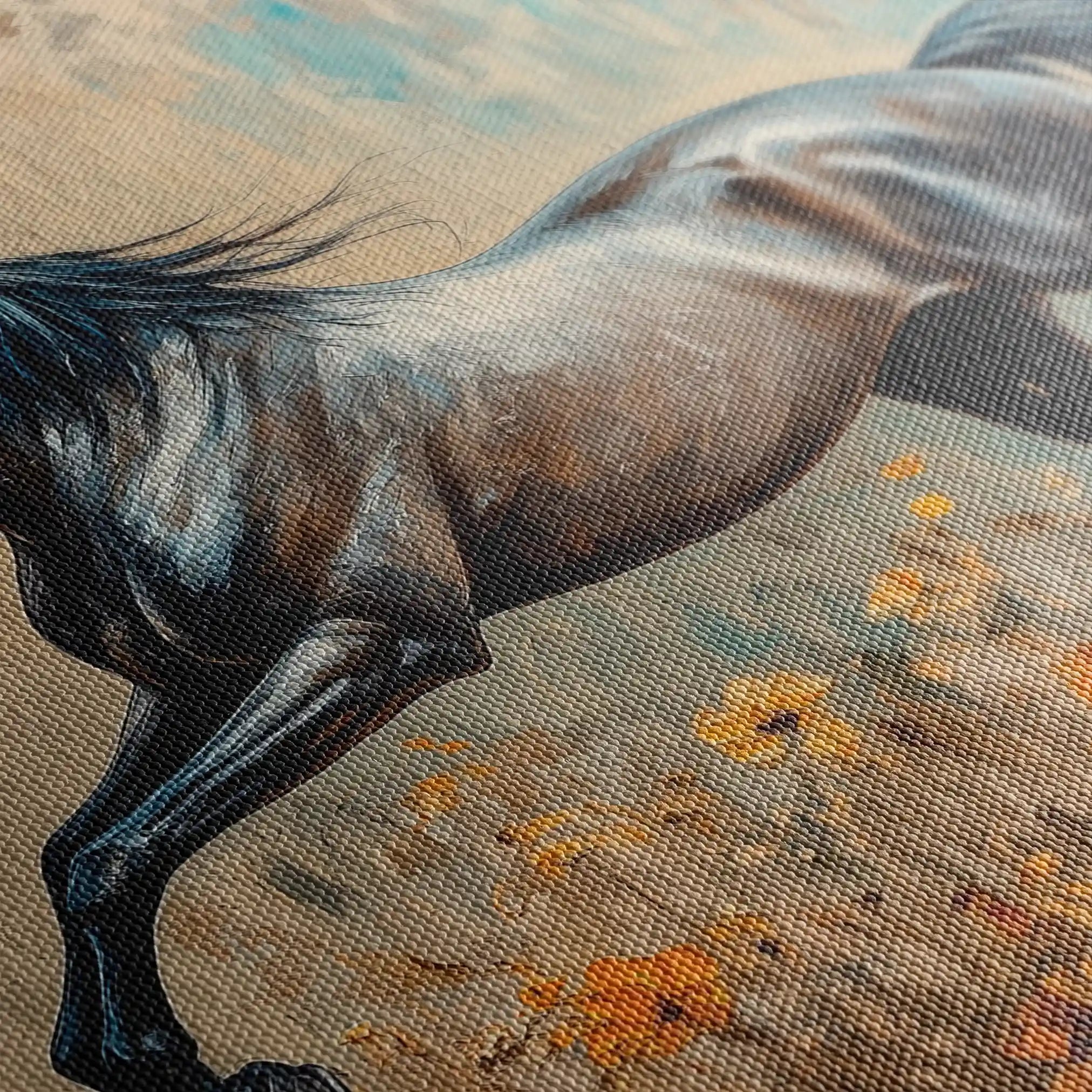 Horses 198 Canvas Art 60 x 40 cm / Black