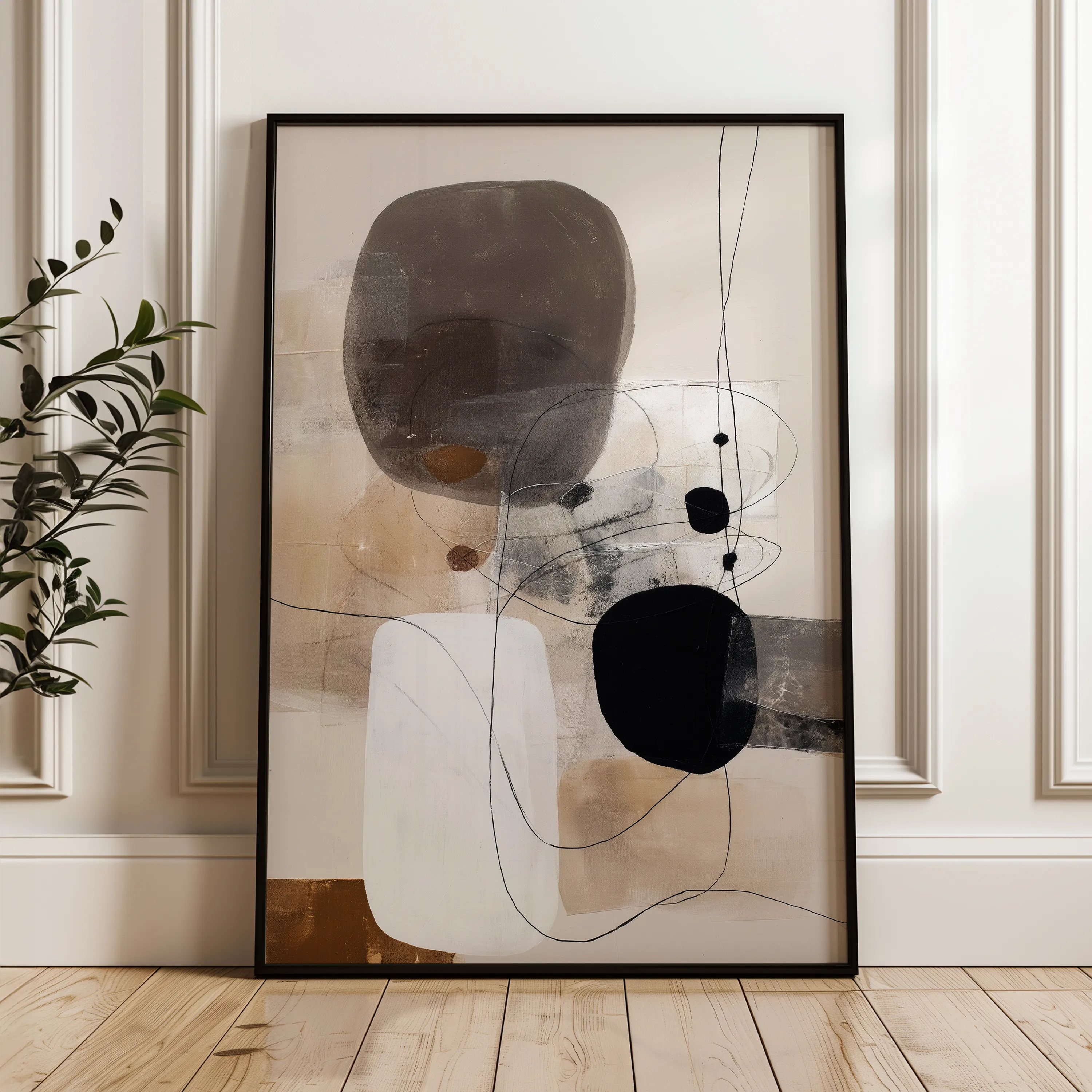 Abstract 1982 Canvas Art 18" x 24" / 45 x 60 cm / Black