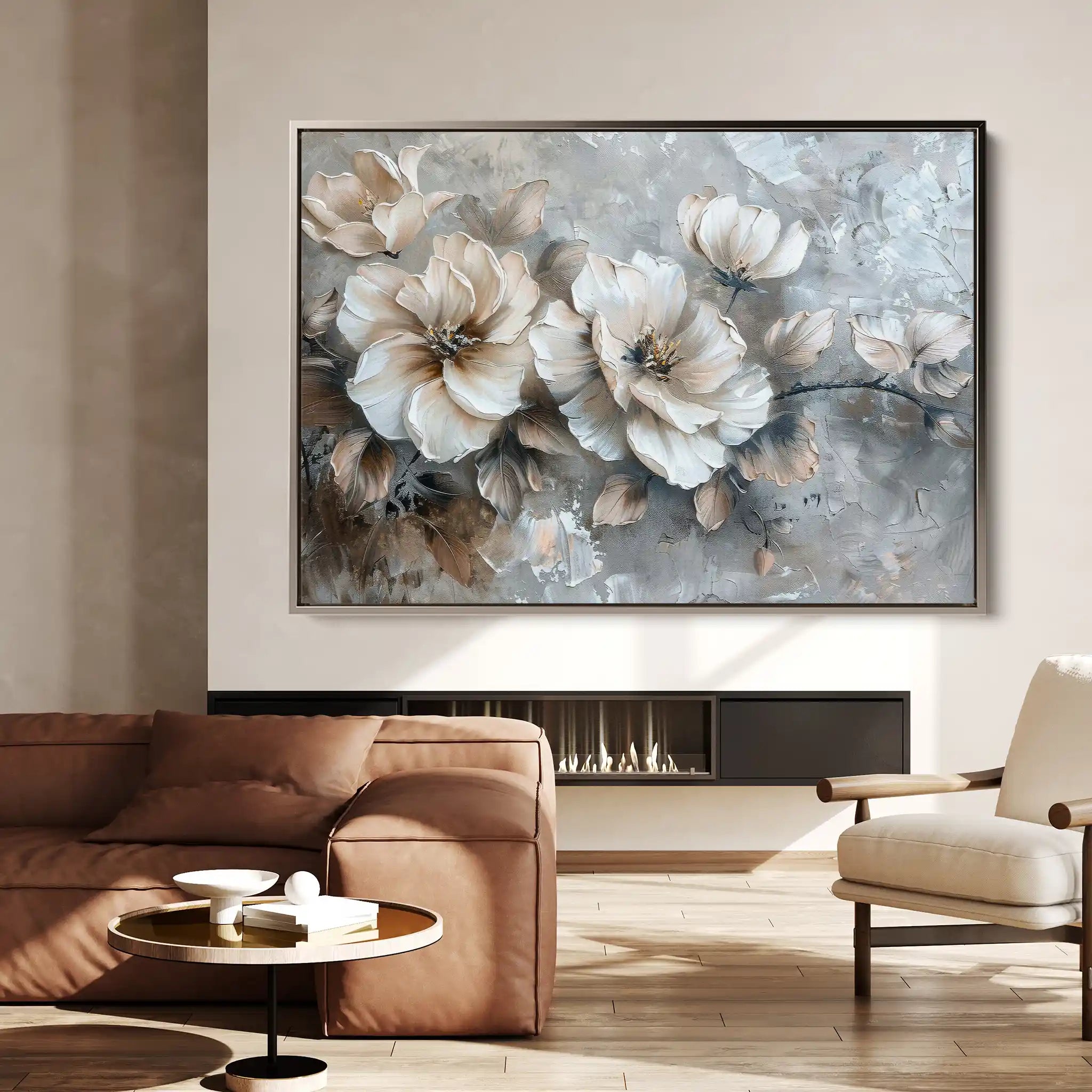 Floral 199 Canvas Art 60 x 40 cm / Black