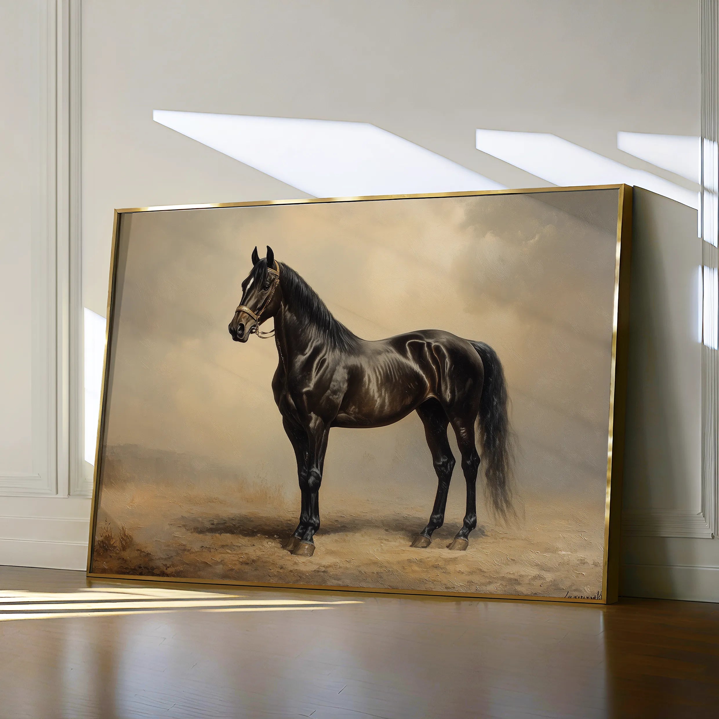 Horses 199 Canvas Art 18" x 24" / 45 x 60 cm / Black