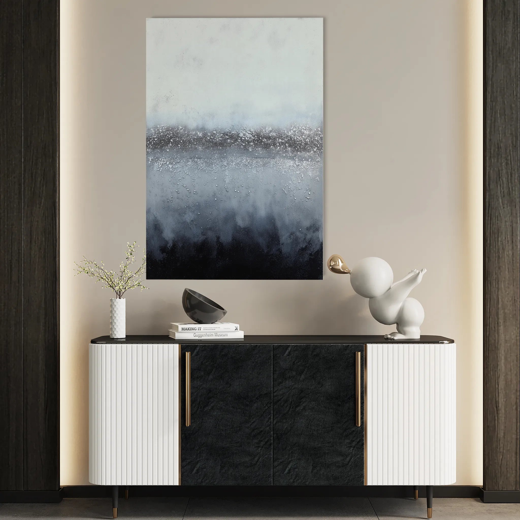 Abstract 1992 Canvas Art 18" x 24" / 45 x 60 cm / Black