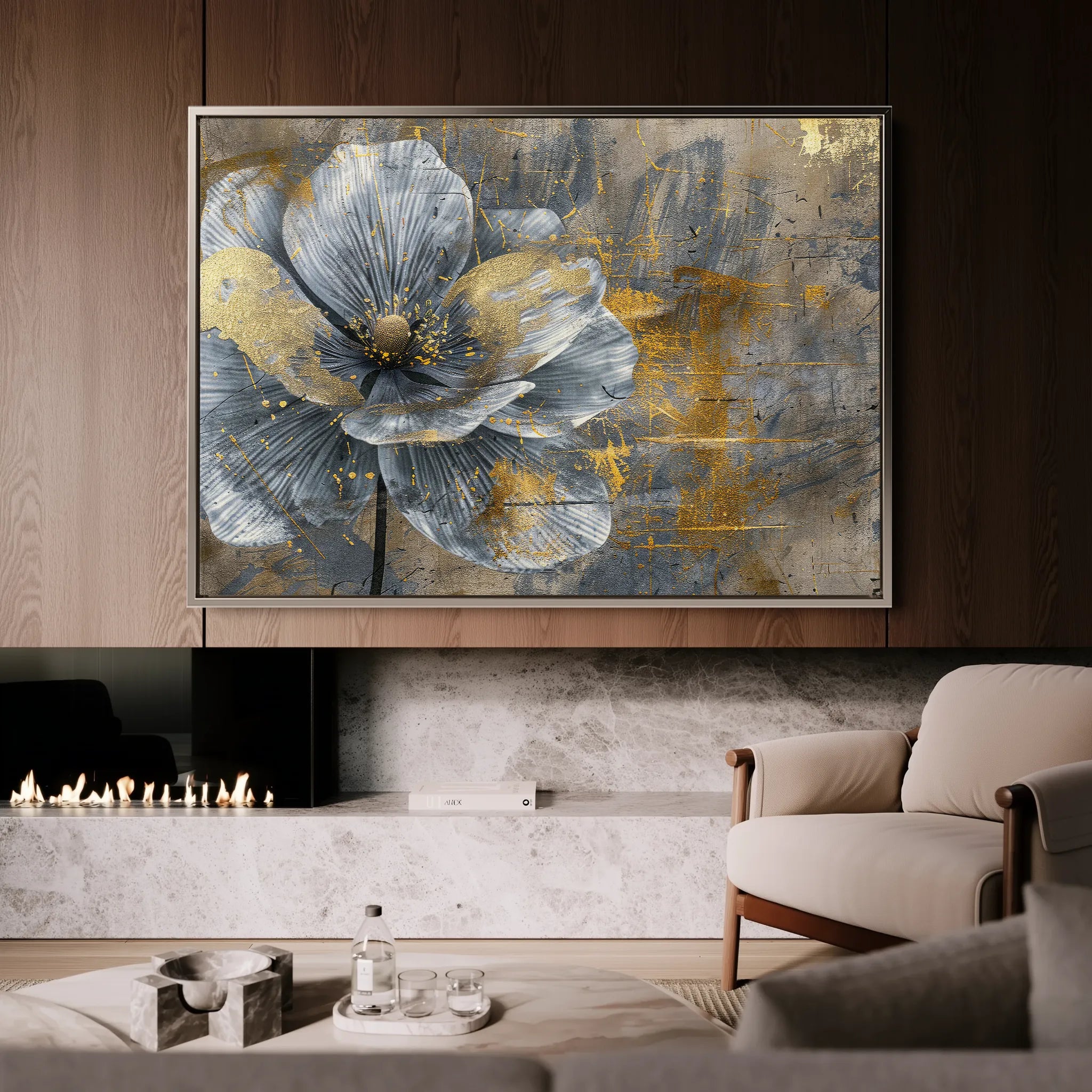 Floral 200 Canvas Art 18" x 24" / 45 x 60 cm / Black