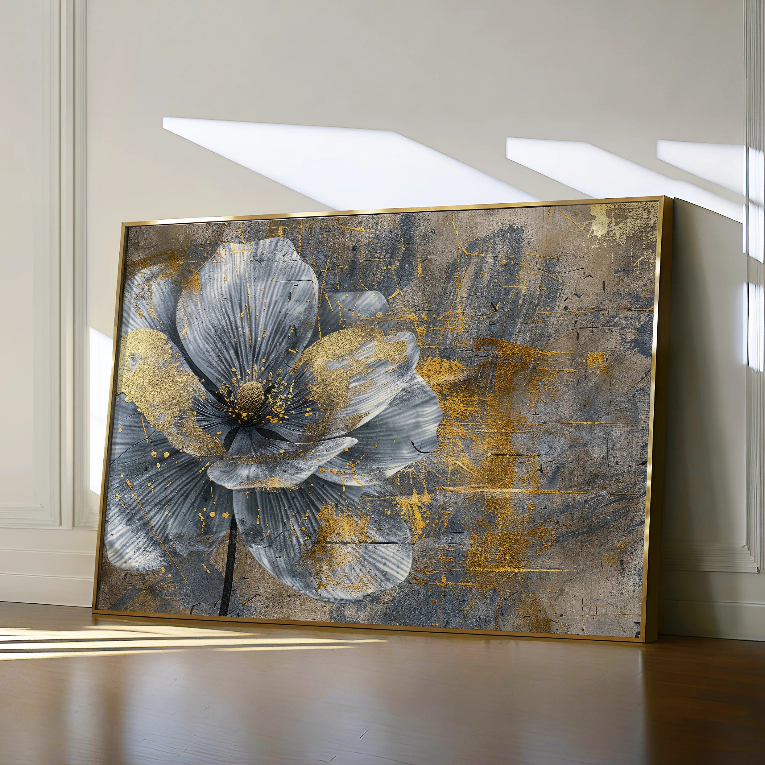 Floral 200 Canvas Art 18" x 24" / 45 x 60 cm / Black