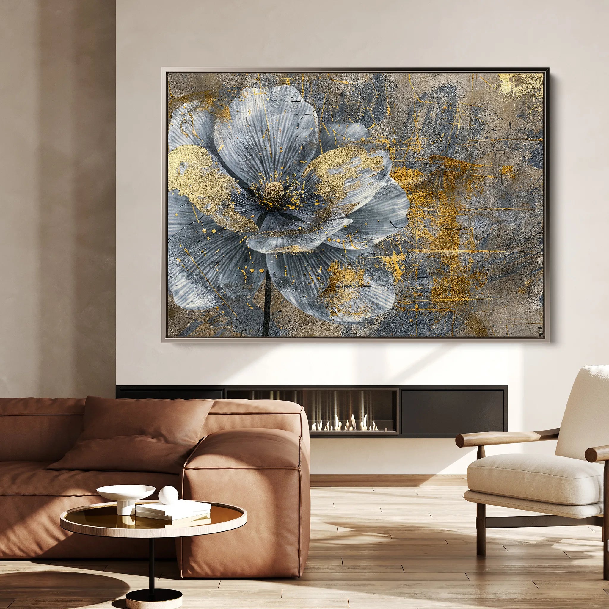 Floral 200 Canvas Art 18" x 24" / 45 x 60 cm / Black