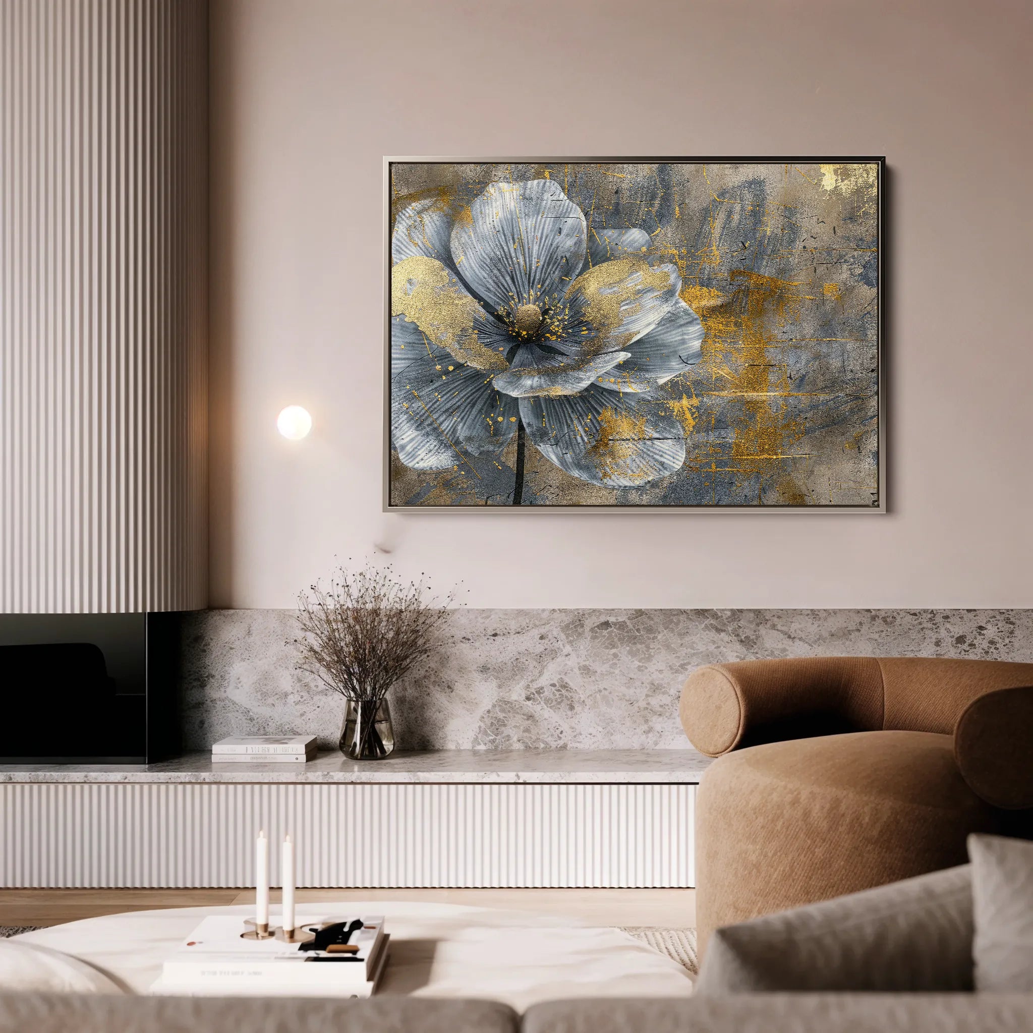 Floral 200 Canvas Art 18" x 24" / 45 x 60 cm / Black