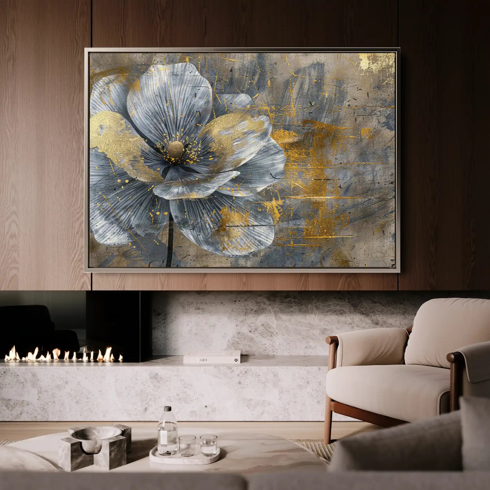 Floral 200 Canvas Art 60 x 40 cm / Black