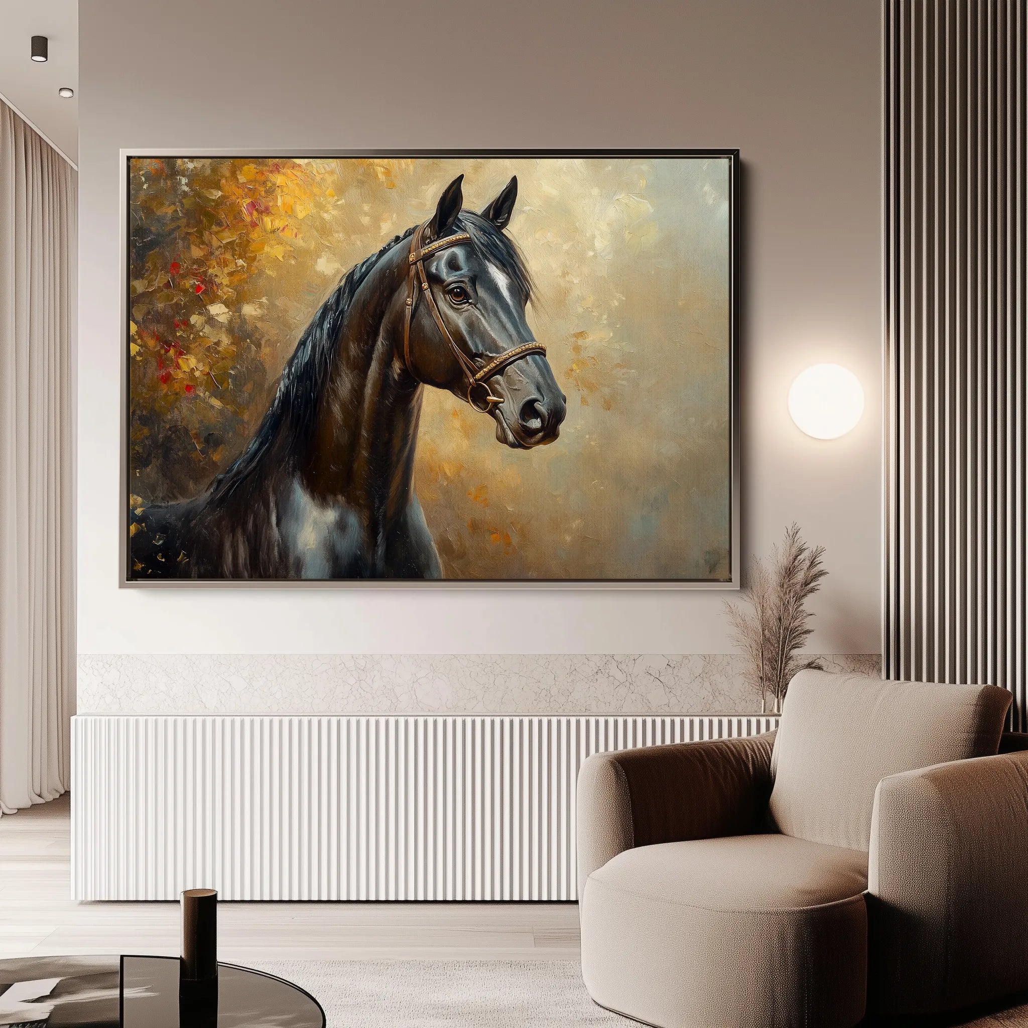 Horses 200 Canvas Art 18" x 24" / 45 x 60 cm / Black