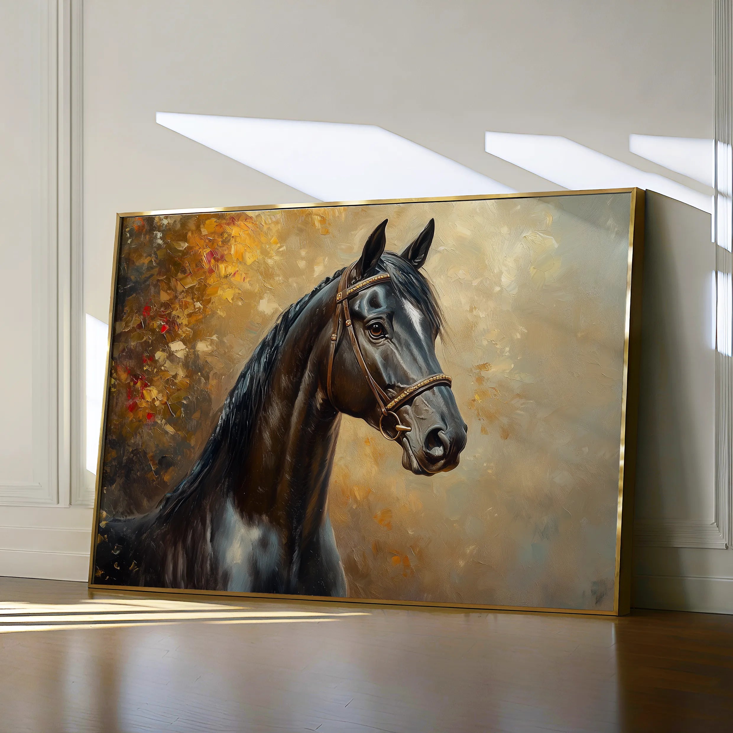 Horses 200 Canvas Art 18" x 24" / 45 x 60 cm / Black