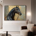 Horses 201 Canvas Art 18" x 24" / 45 x 60 cm / Black