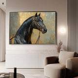 Horses 201 Canvas Art 18" x 24" / 45 x 60 cm / Black