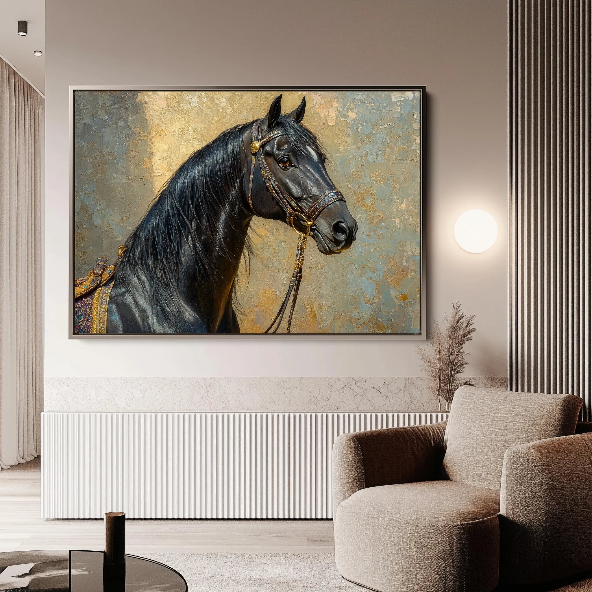 Horses 201 Canvas Art 18" x 24" / 45 x 60 cm / Black