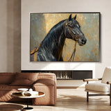 Horses 201 Canvas Art 18" x 24" / 45 x 60 cm / Black