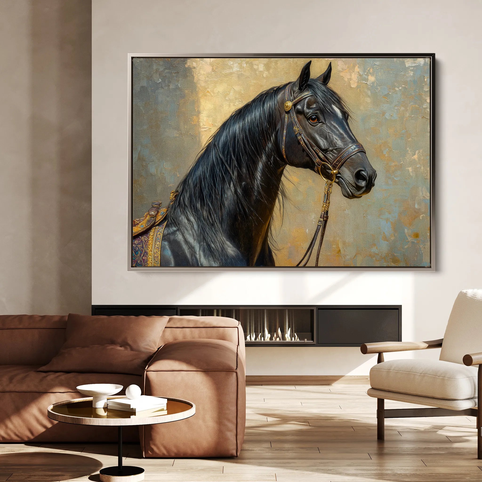 Horses 201 Canvas Art 18" x 24" / 45 x 60 cm / Black