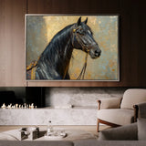 Horses 201 Canvas Art 18" x 24" / 45 x 60 cm / Black