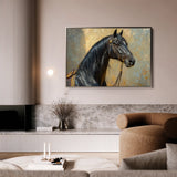 Horses 201 Canvas Art 18" x 24" / 45 x 60 cm / Black