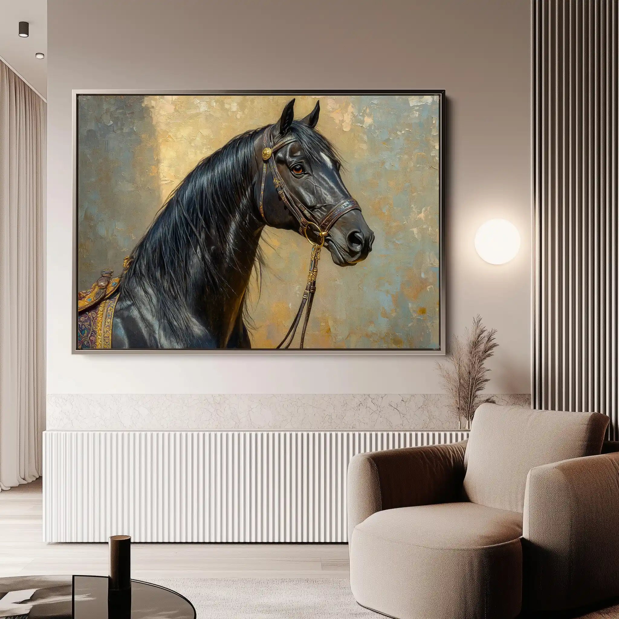 Horses 201 Canvas Art 60 x 40 cm / Black