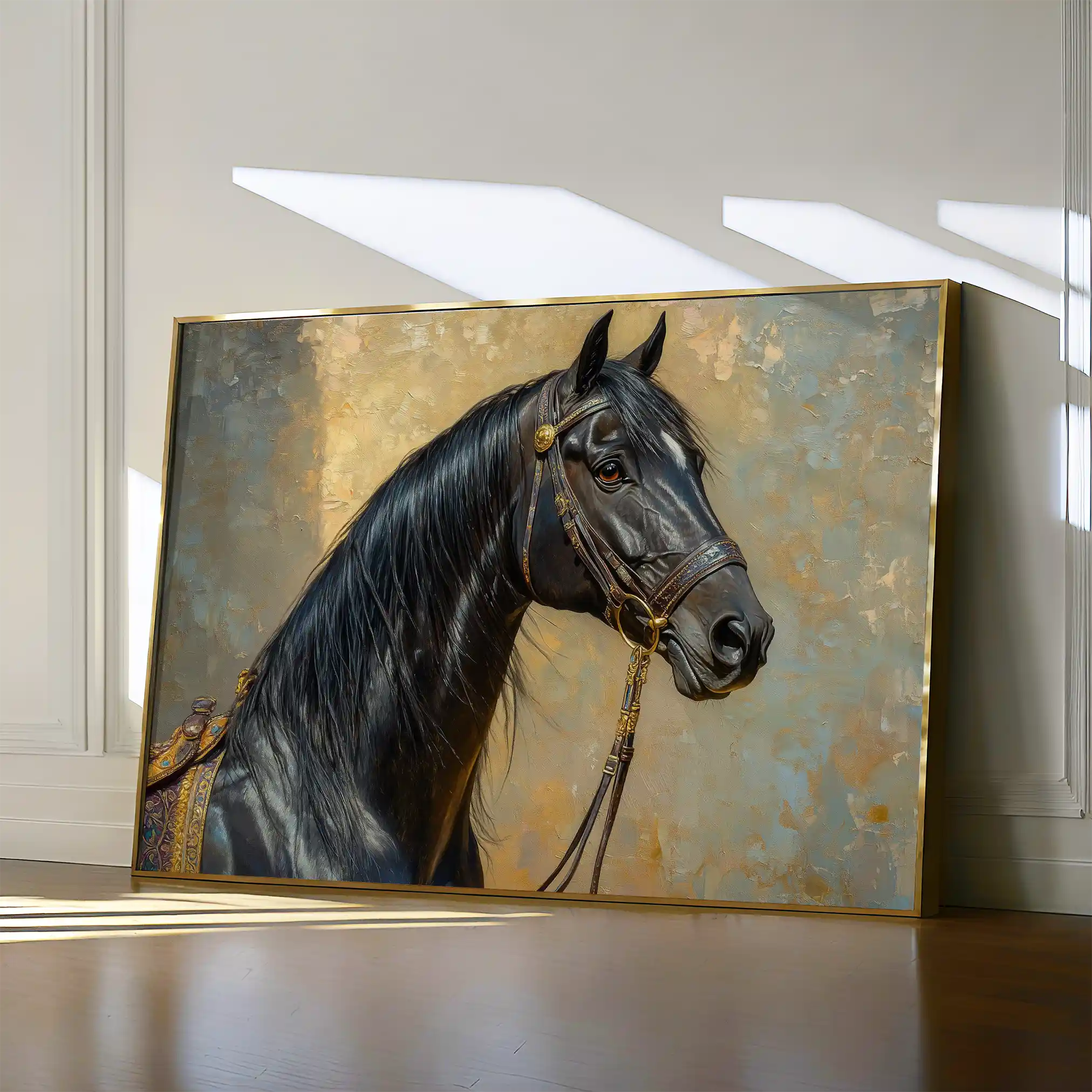 Horses 201 Canvas Art 60 x 40 cm / Black