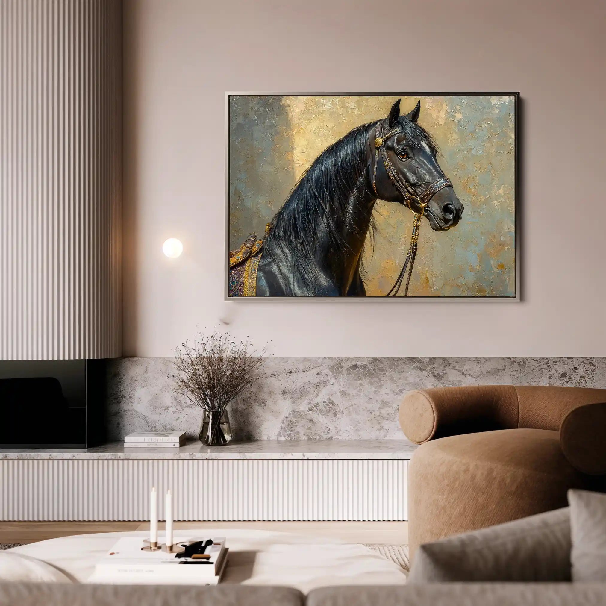 Horses 201 Canvas Art 60 x 40 cm / Black