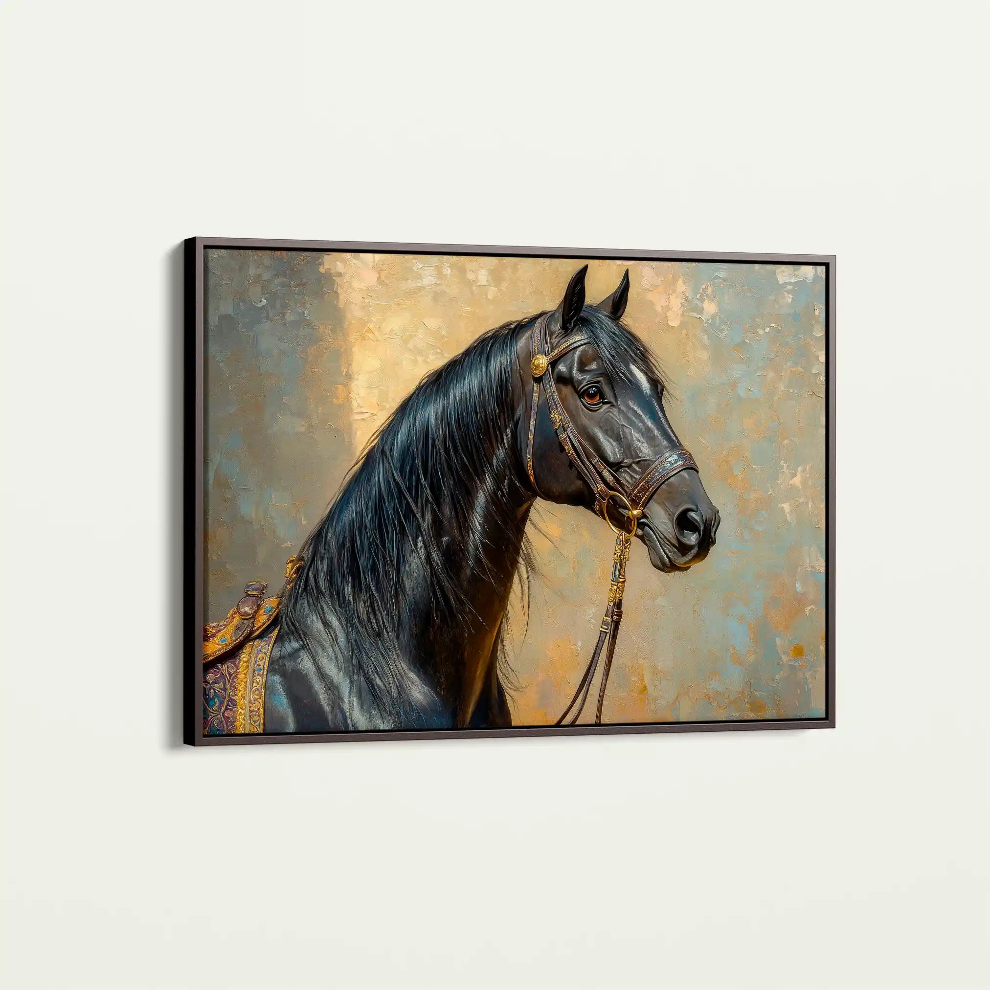 Horses 201 Canvas Art 60 x 40 cm / Black
