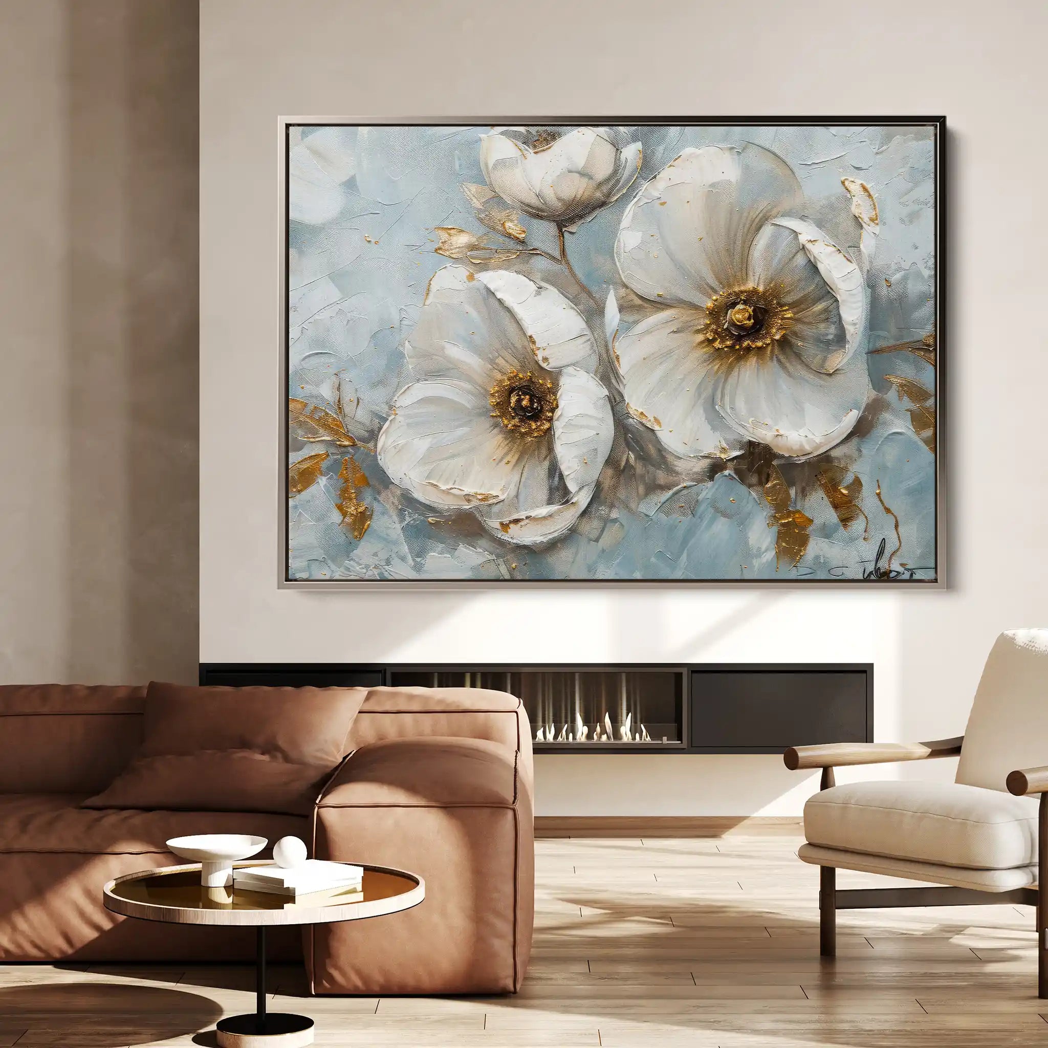 Floral 202 Canvas Art 60 x 40 cm / Black