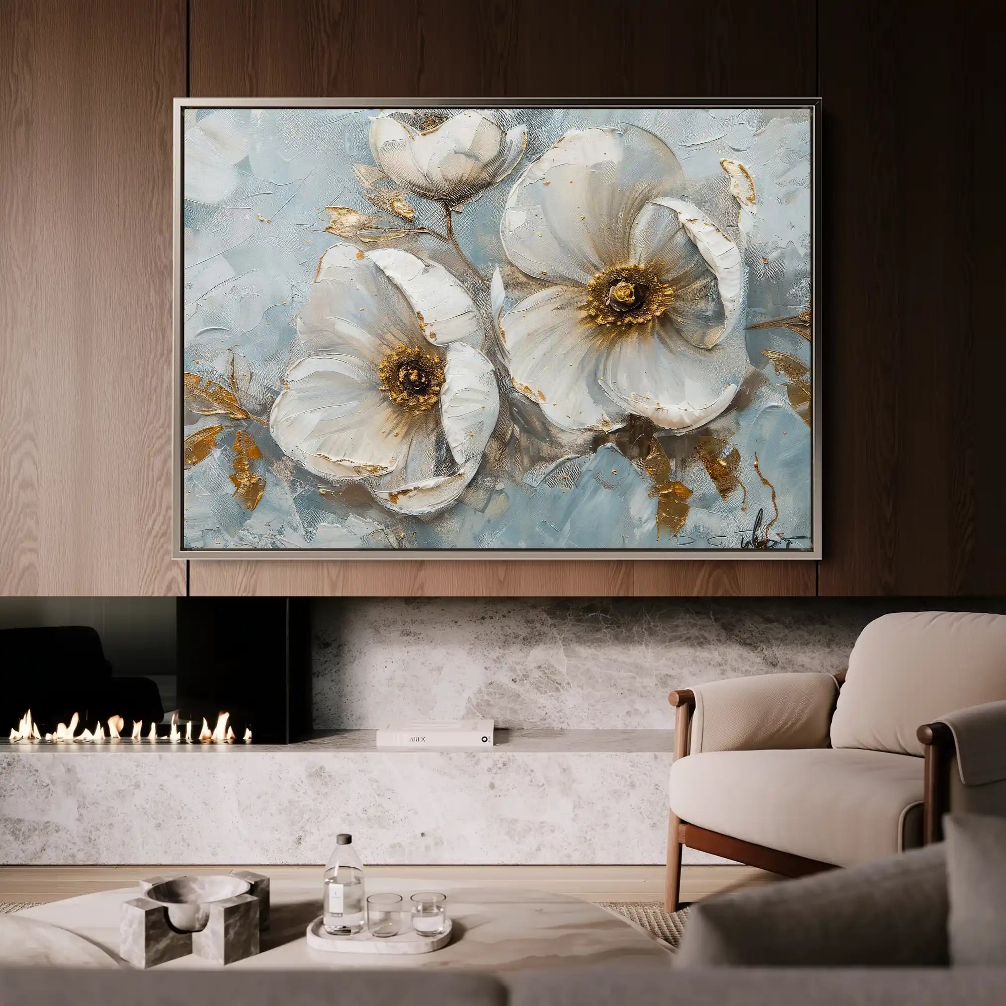 Floral 202 Canvas Art 60 x 40 cm / Black
