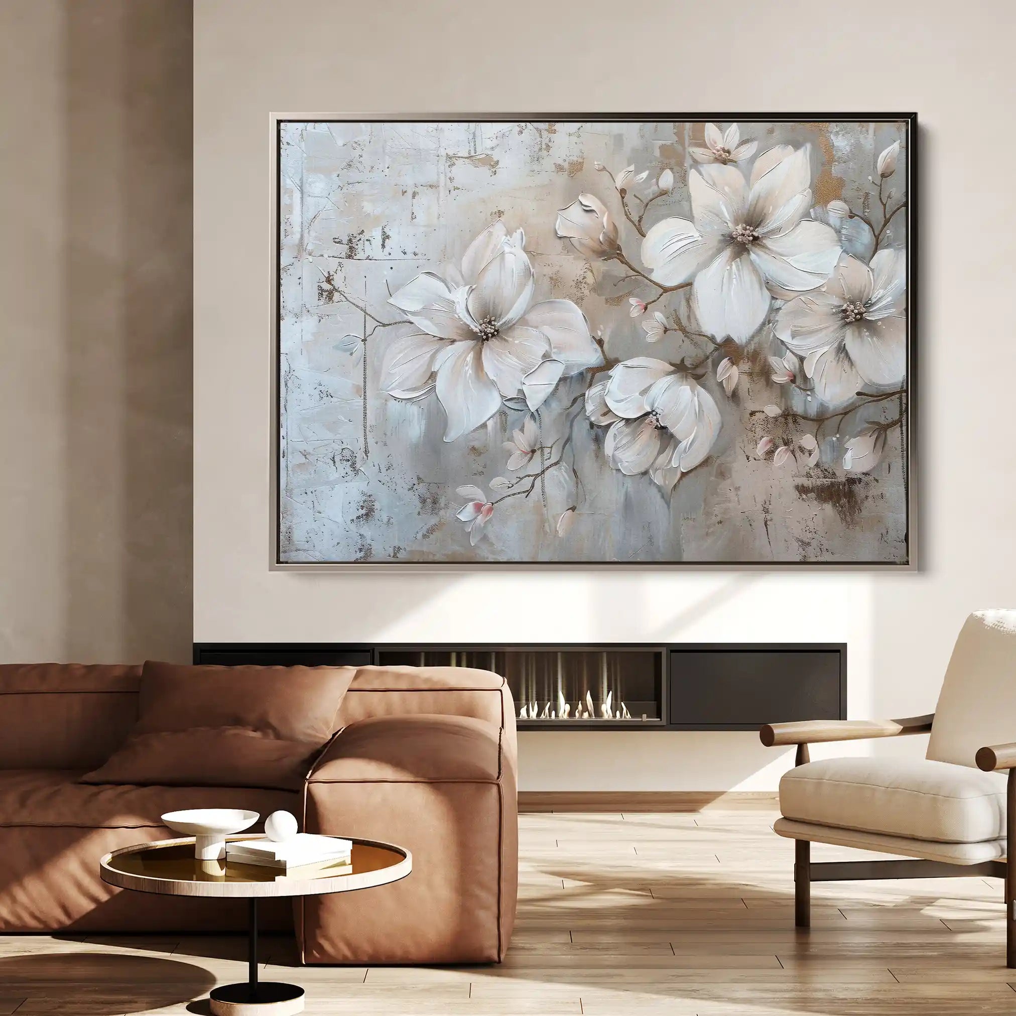 Floral 203 Canvas Art 60 x 40 cm / Black