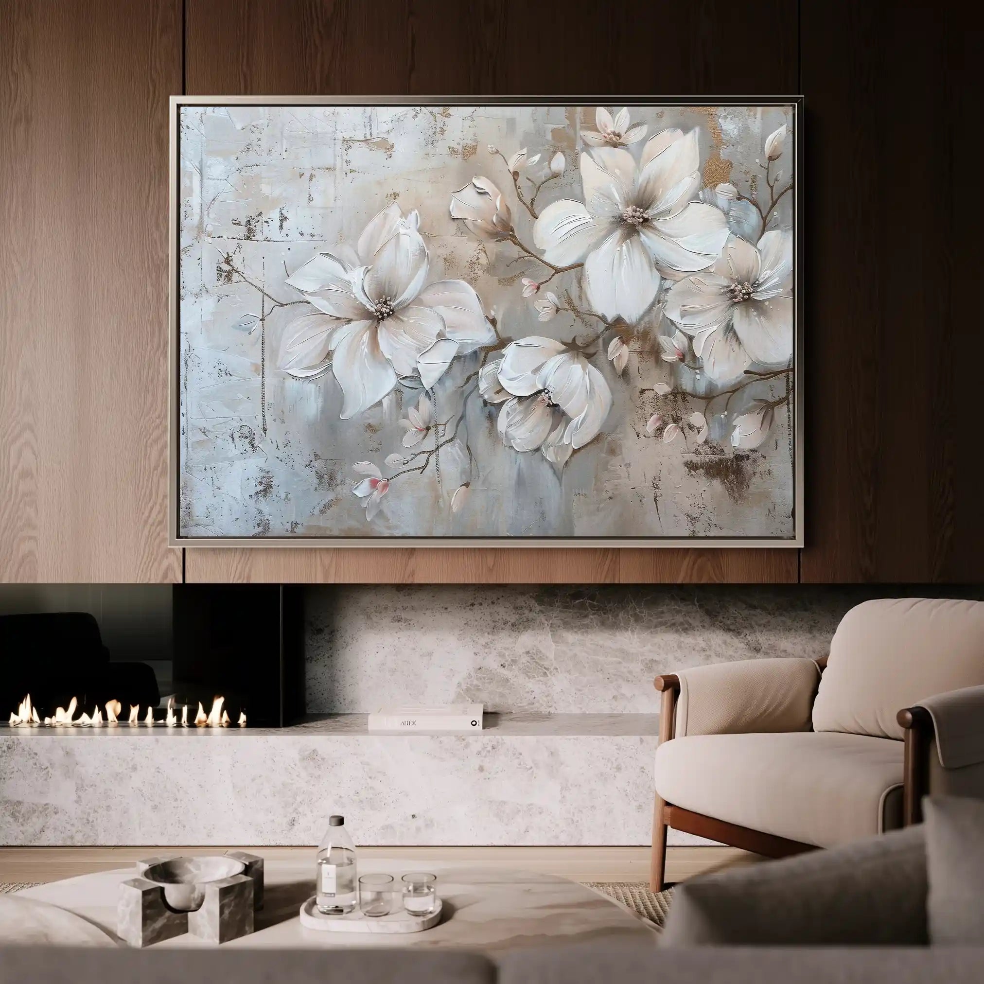 Floral 203 Canvas Art 60 x 40 cm / Black