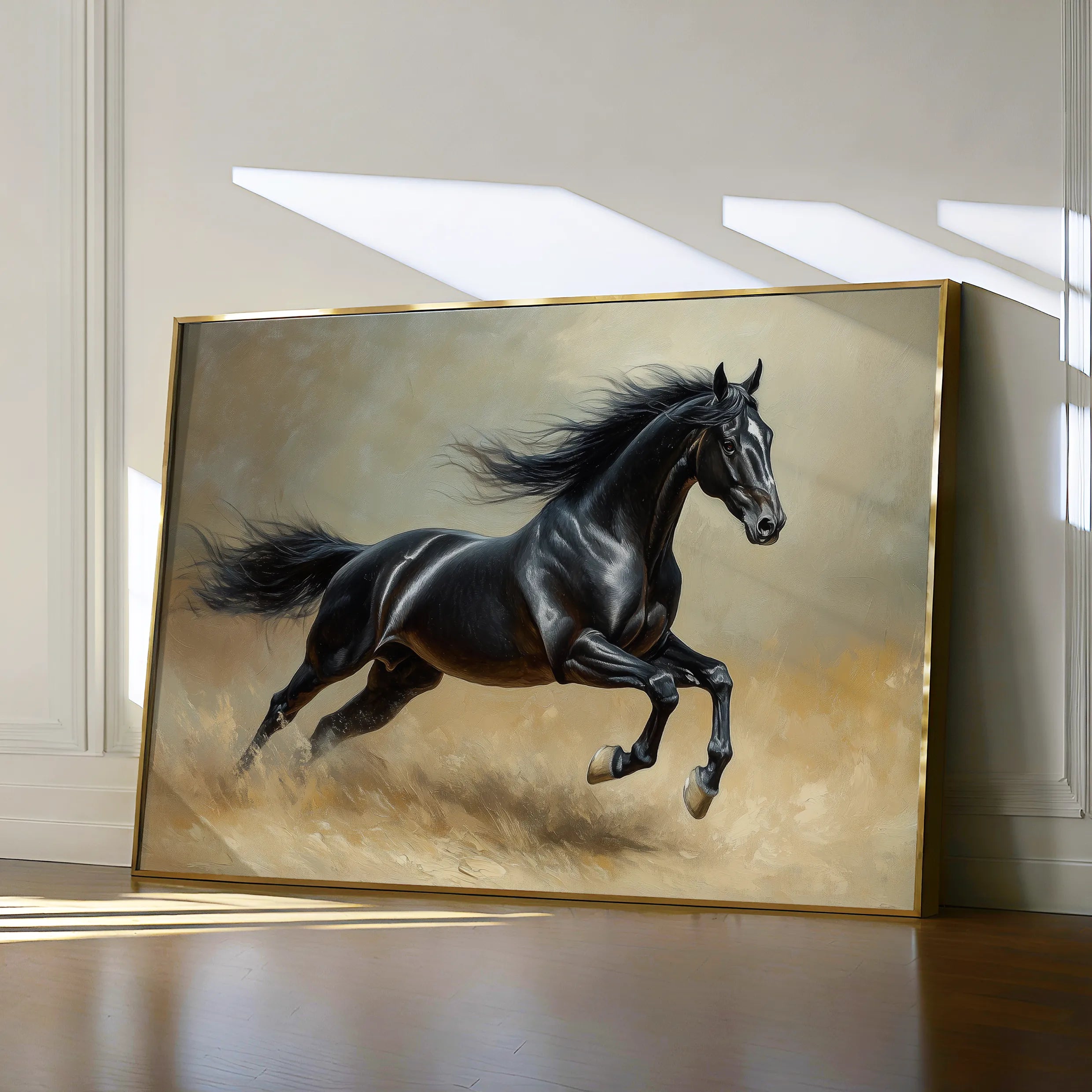 Horses 203 Canvas Art 18" x 24" / 45 x 60 cm / Black